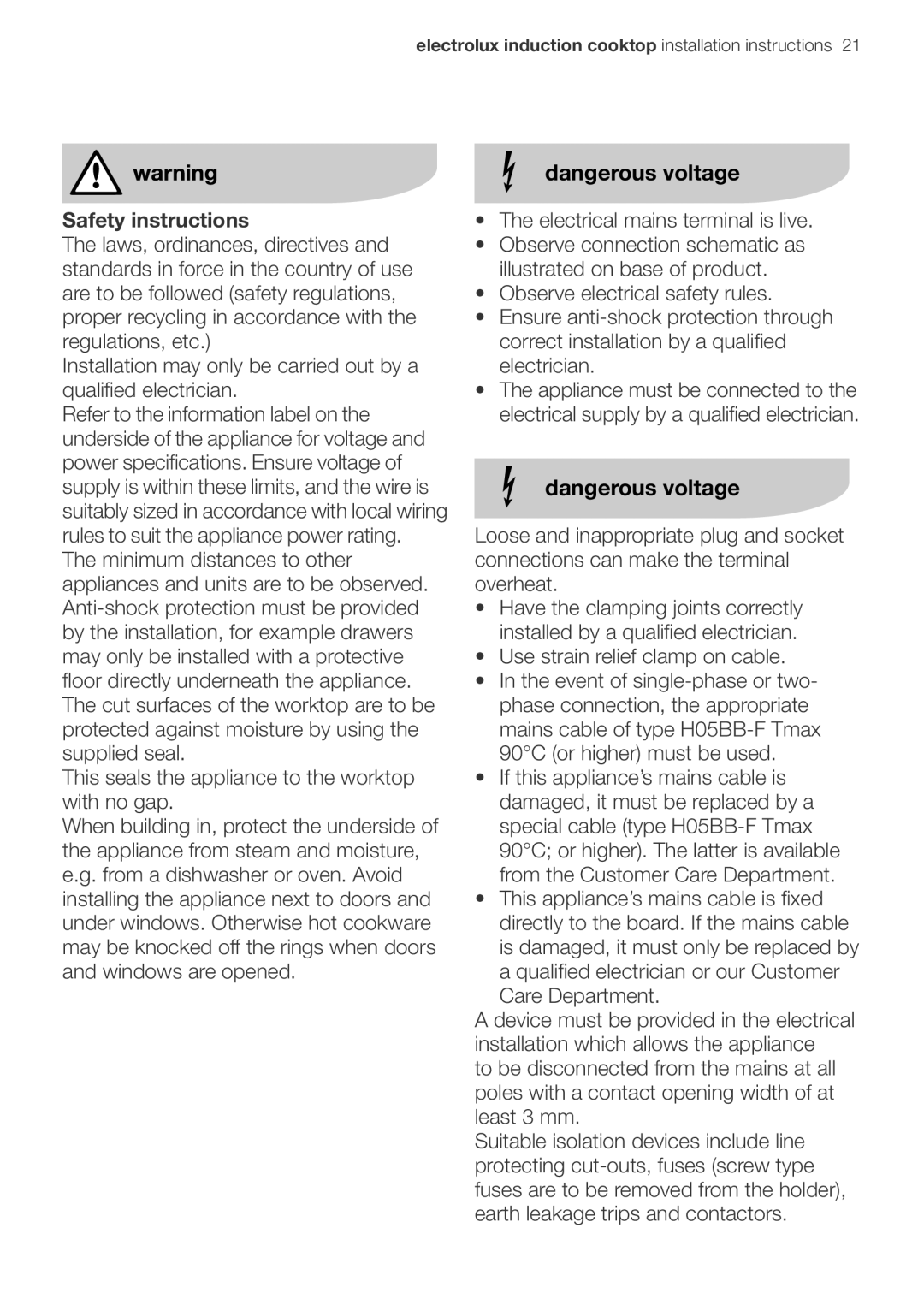 Electrolux EHD90LLUM important safety instructions Safety instructions, This seals the appliance to the worktop with no gap 