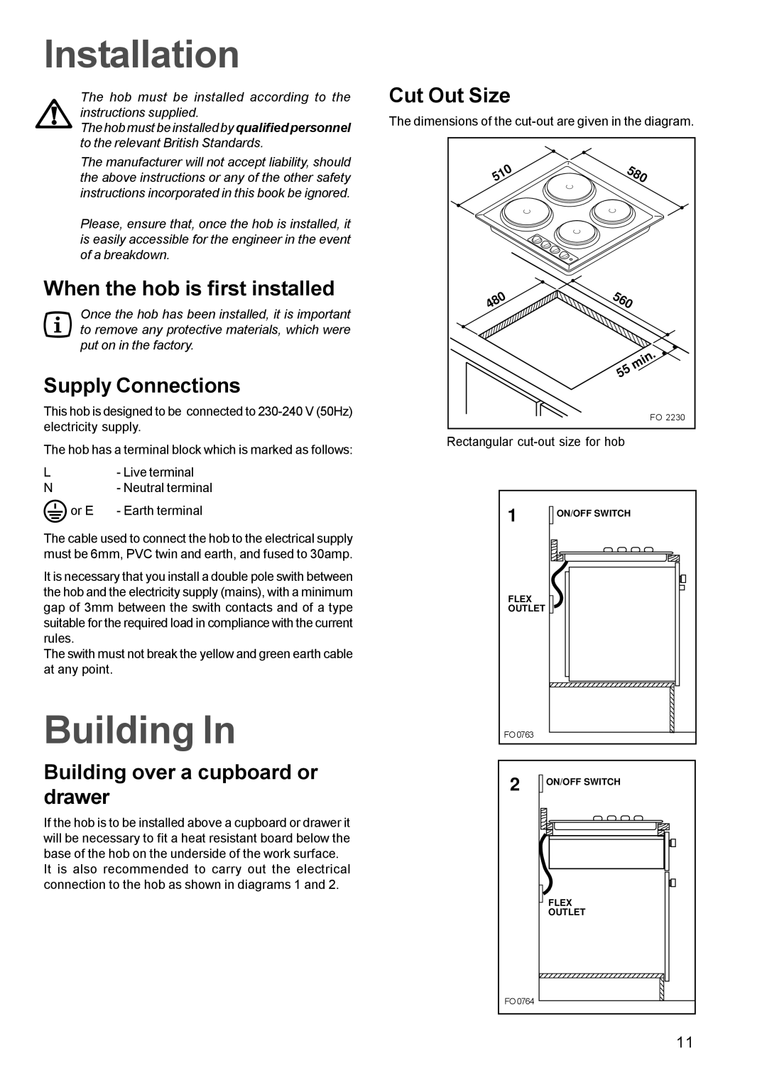 Electrolux EHE 688 B, EHE 688W manual Installation, Building 