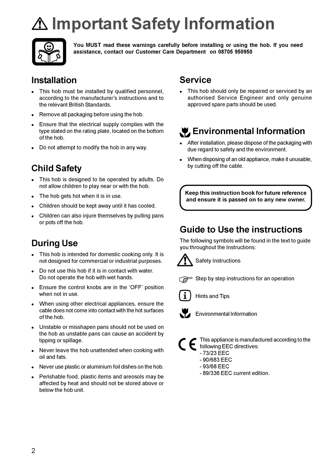 Electrolux EHE 688W, EHE 688 B manual Important Safety Information 