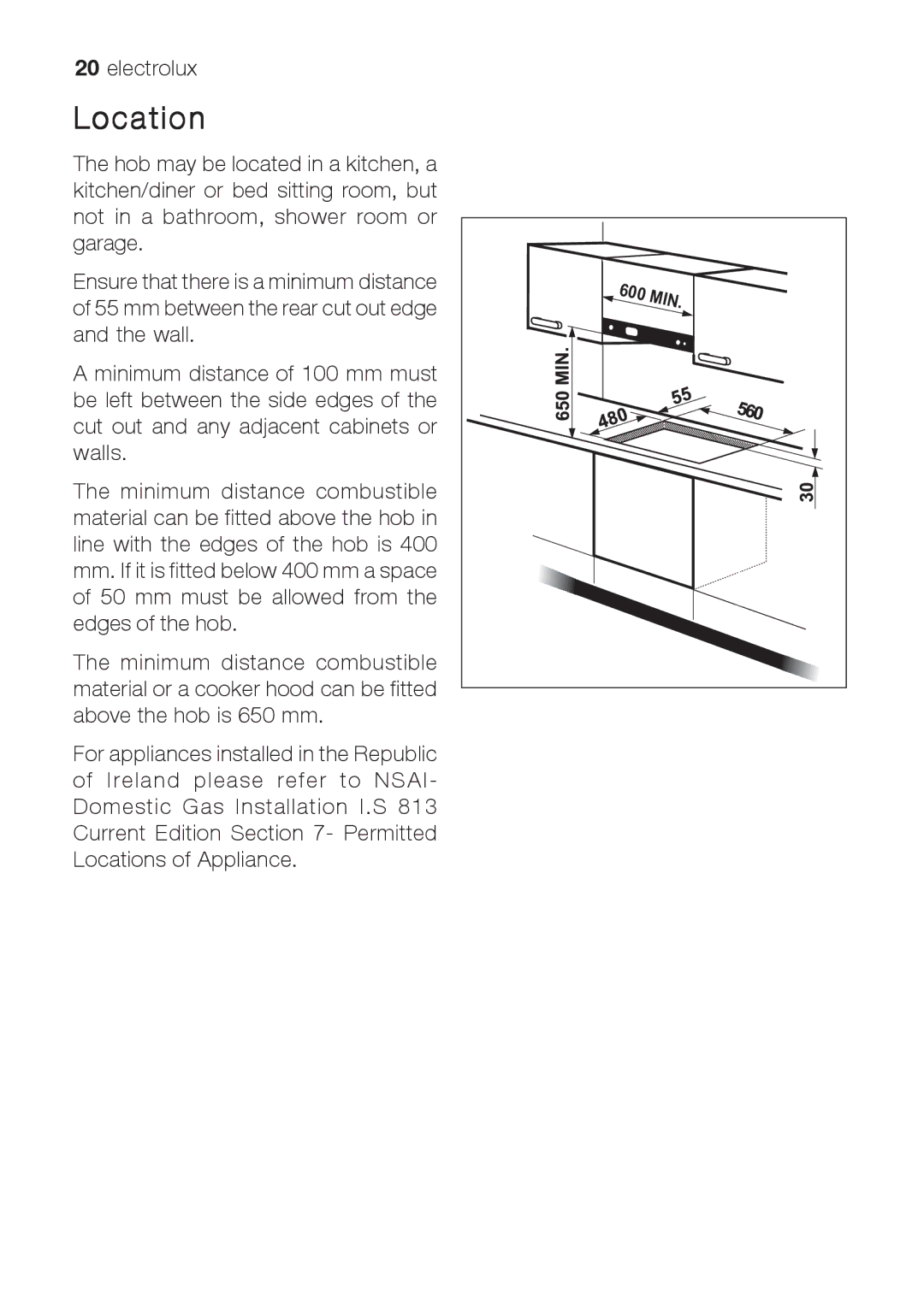 Electrolux EHG 6402, EHG 6412, EHG 6832 manual Location 