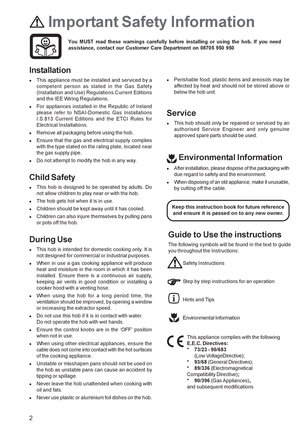 Electrolux EHG 7763 manual Important Safety Information 