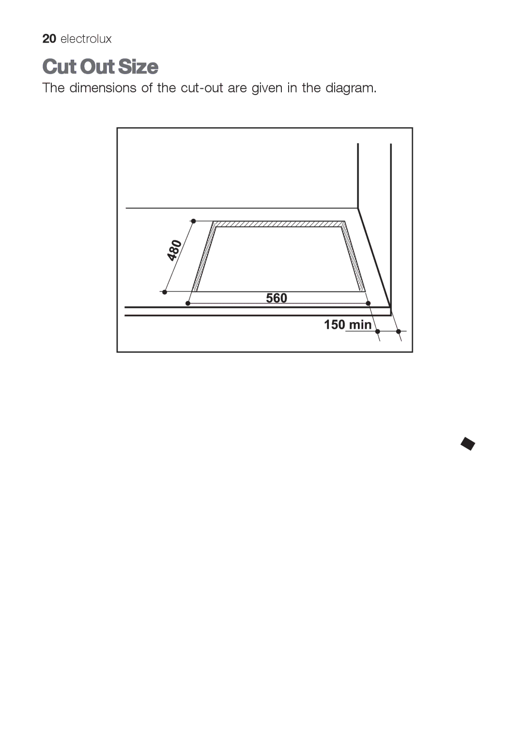 Electrolux EHG 7812, EHG 7822 manual Cut Out Size 