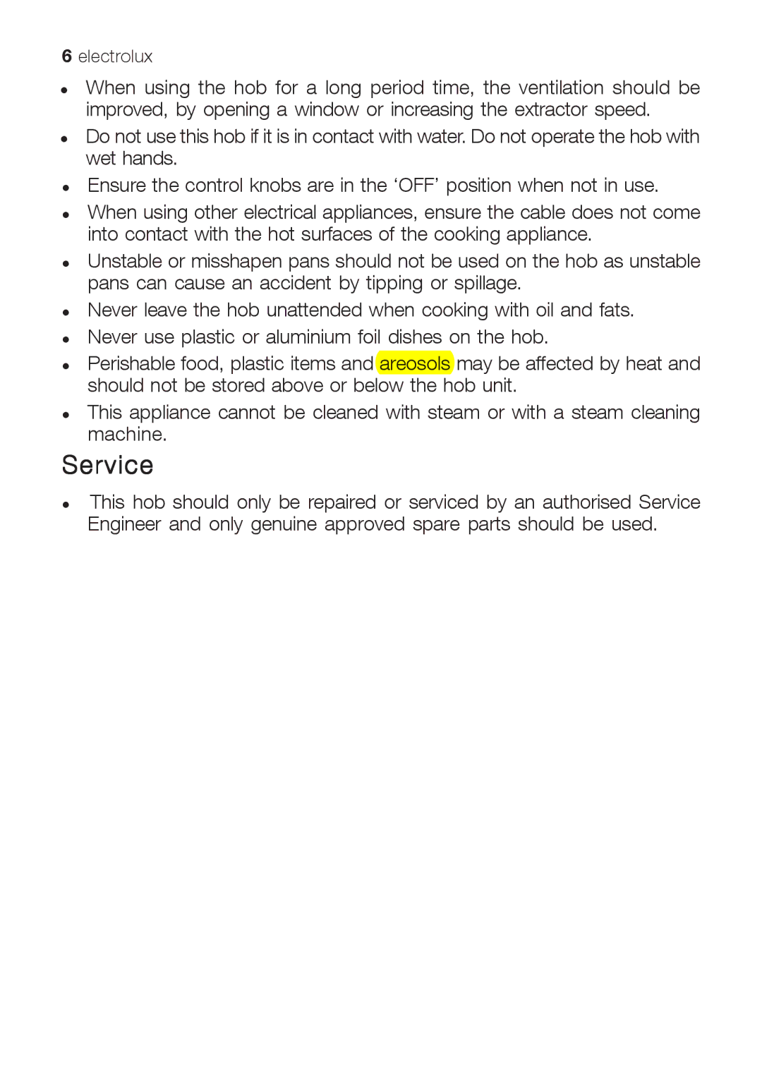 Electrolux EHG 9832 manual Service 