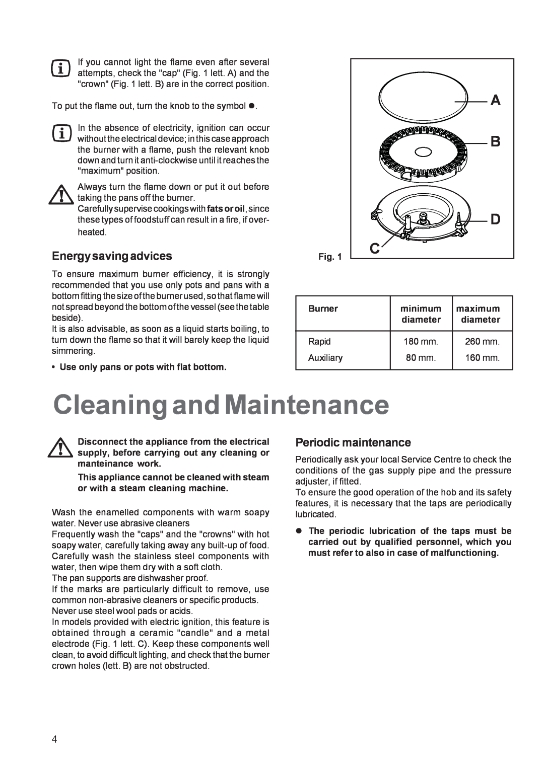 Electrolux EHGT326X manual Cleaning and Maintenance, Energysavingadvices, Periodic maintenance 