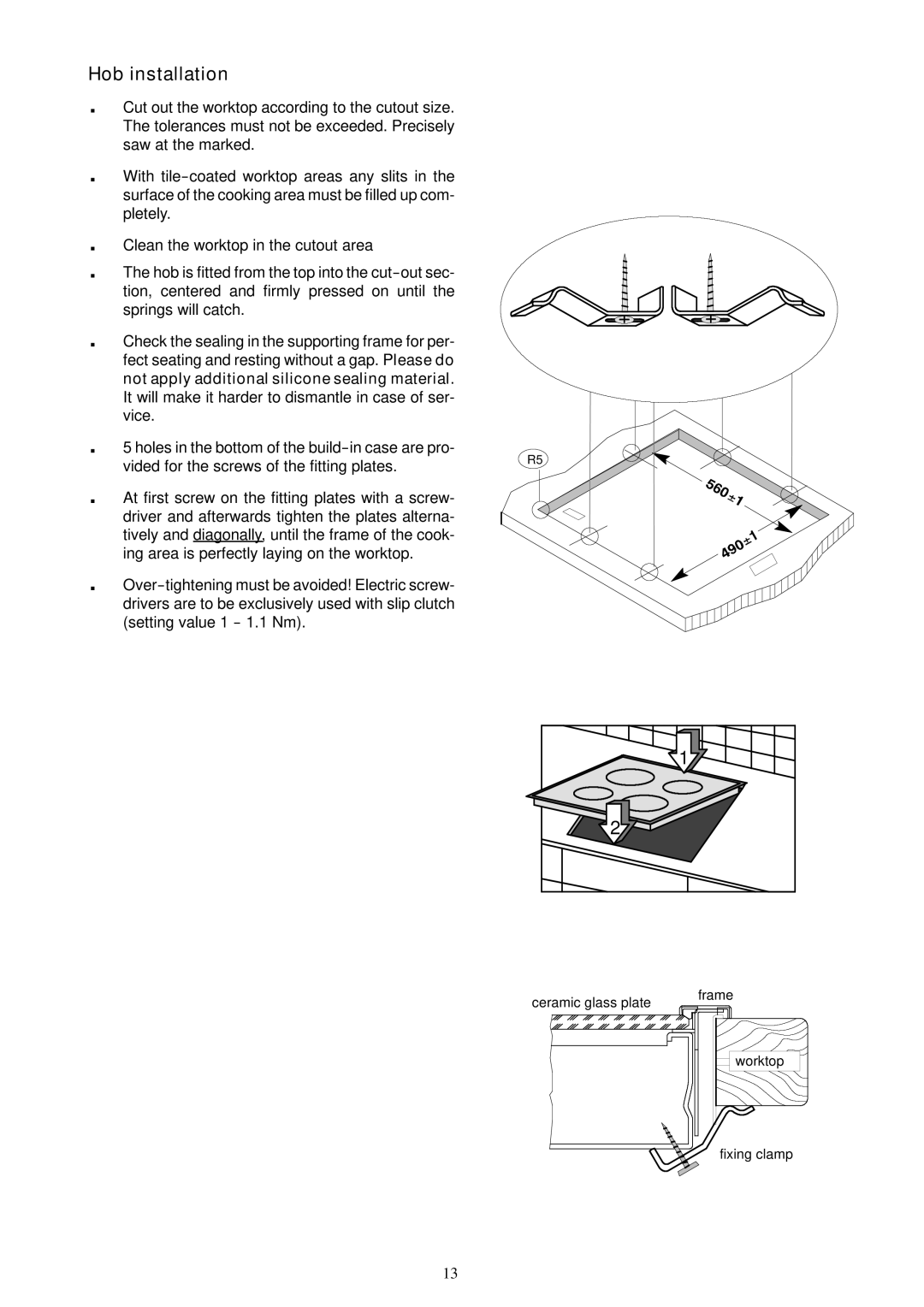 Electrolux EHO 602 K manual Hob installation 