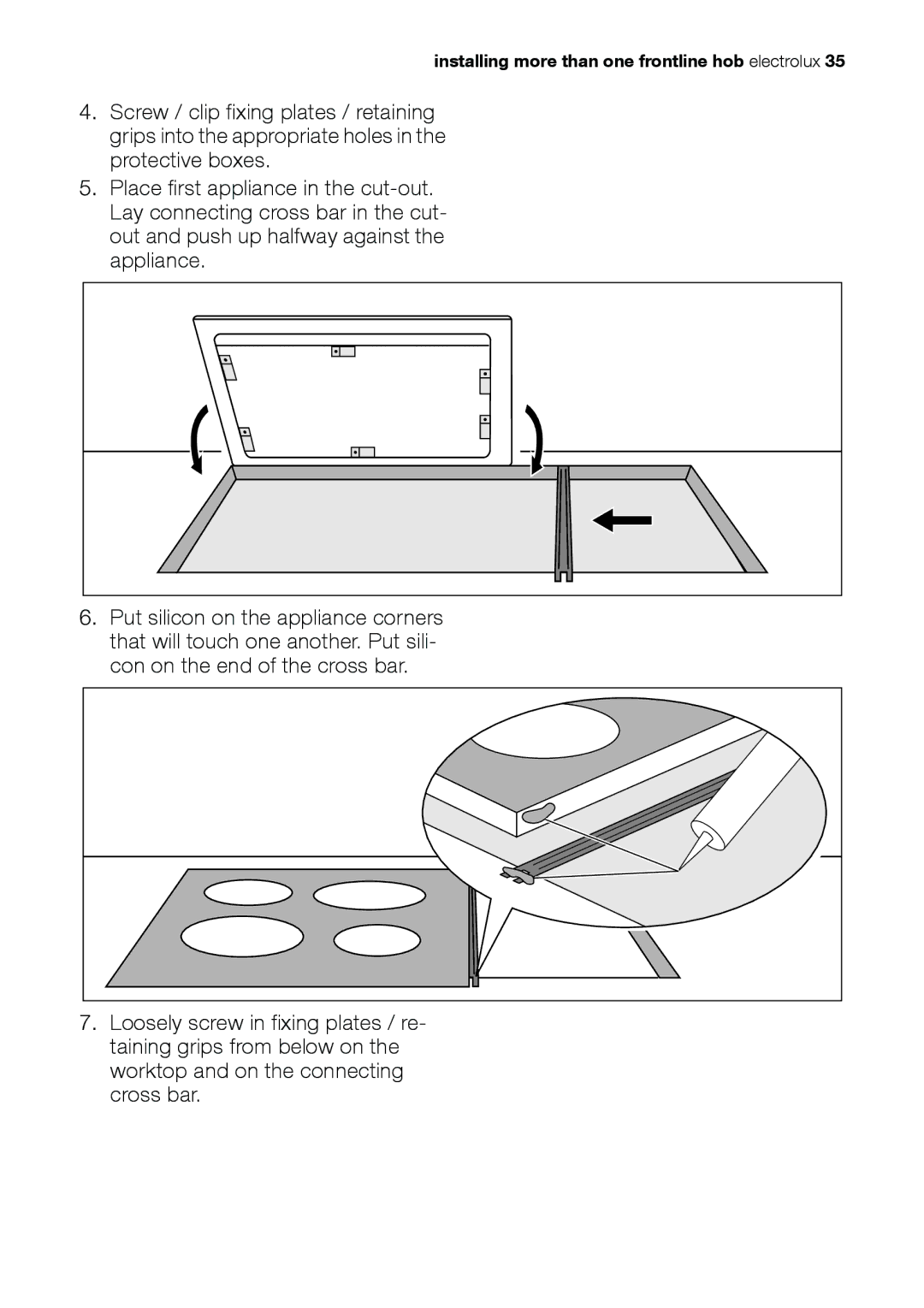 Electrolux EHS 36020 U user manual Installing more than one frontline hob electrolux 