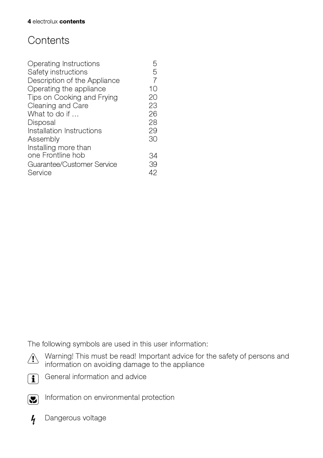 Electrolux EHS 36020 U user manual Contents 