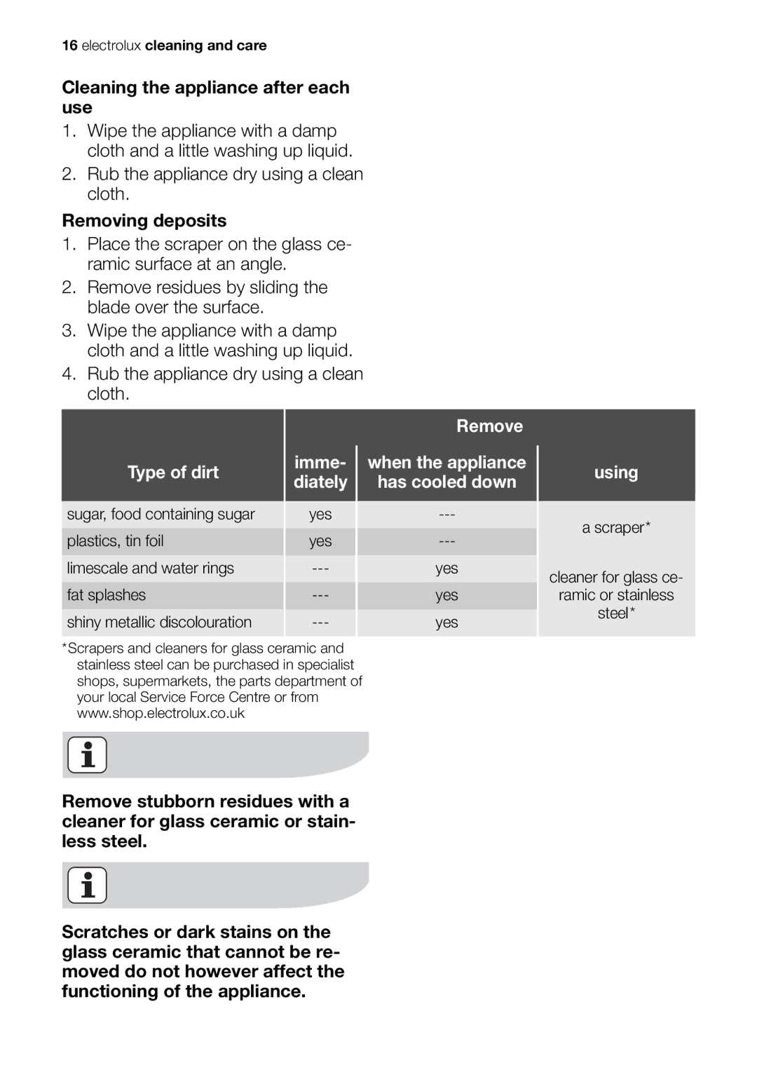 Electrolux EHS 60020 K user manual Sugar, food containing sugar 