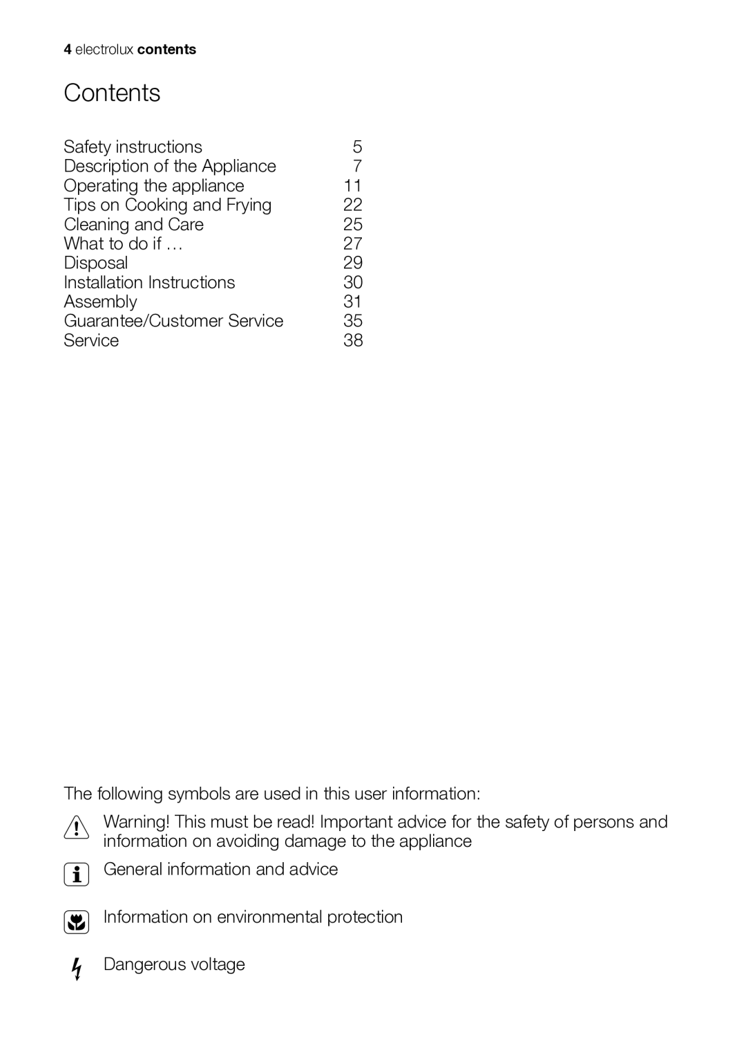 Electrolux EHS601210P user manual Contents 