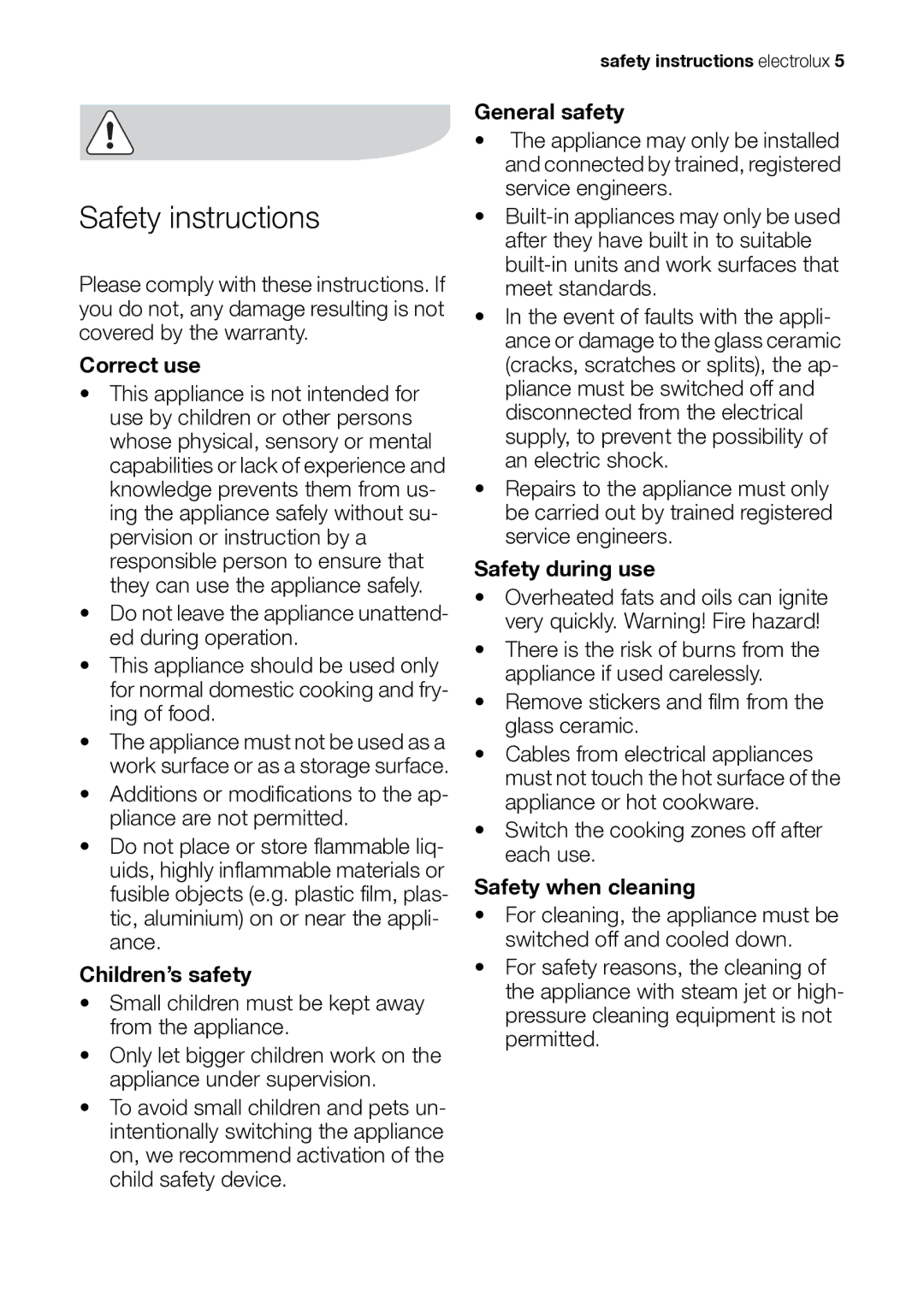 Electrolux EHS601210P user manual Safety instructions 