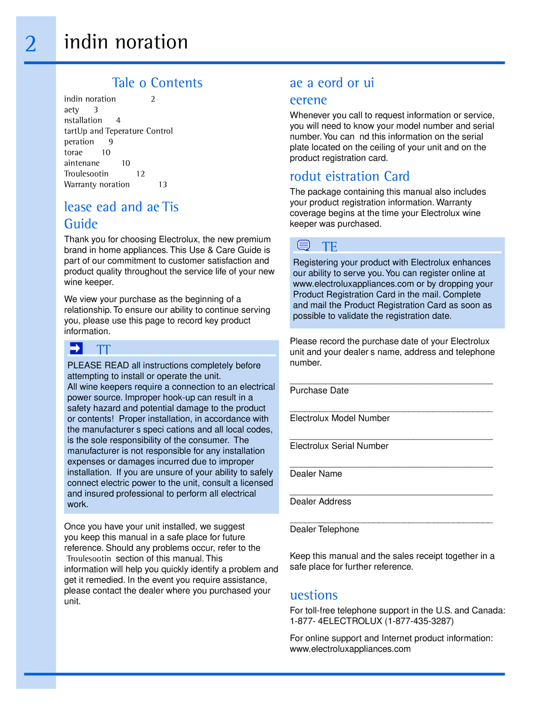 Electrolux EI24WC75HS manual Finding Information 