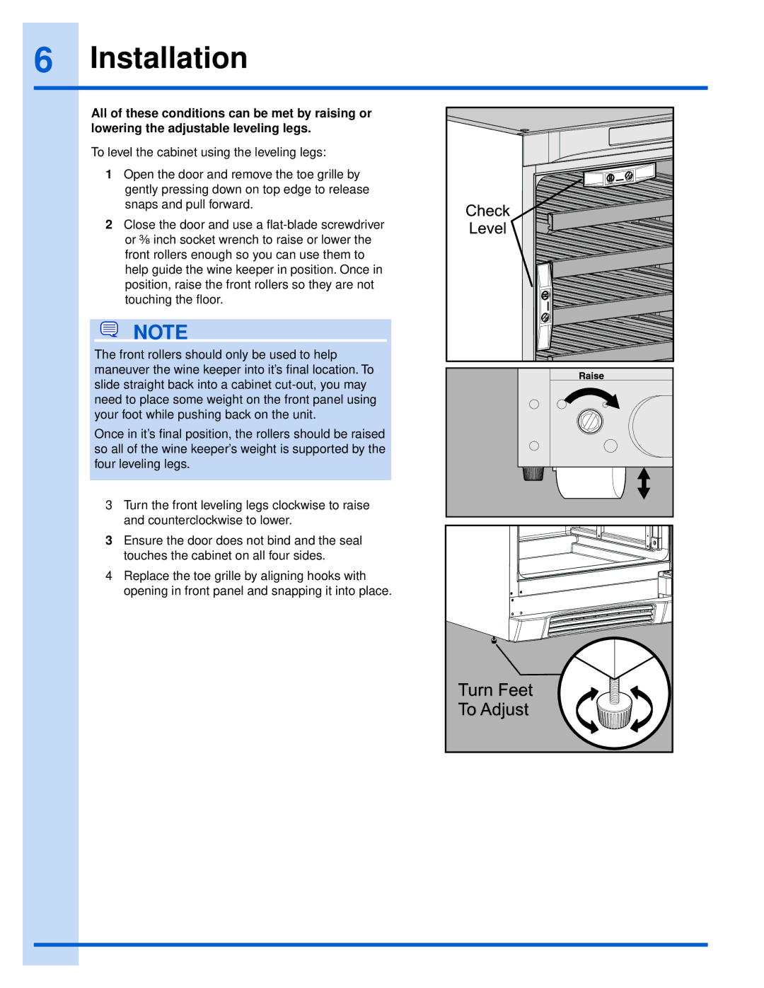 Electrolux EI24WC75HS manual Installation 