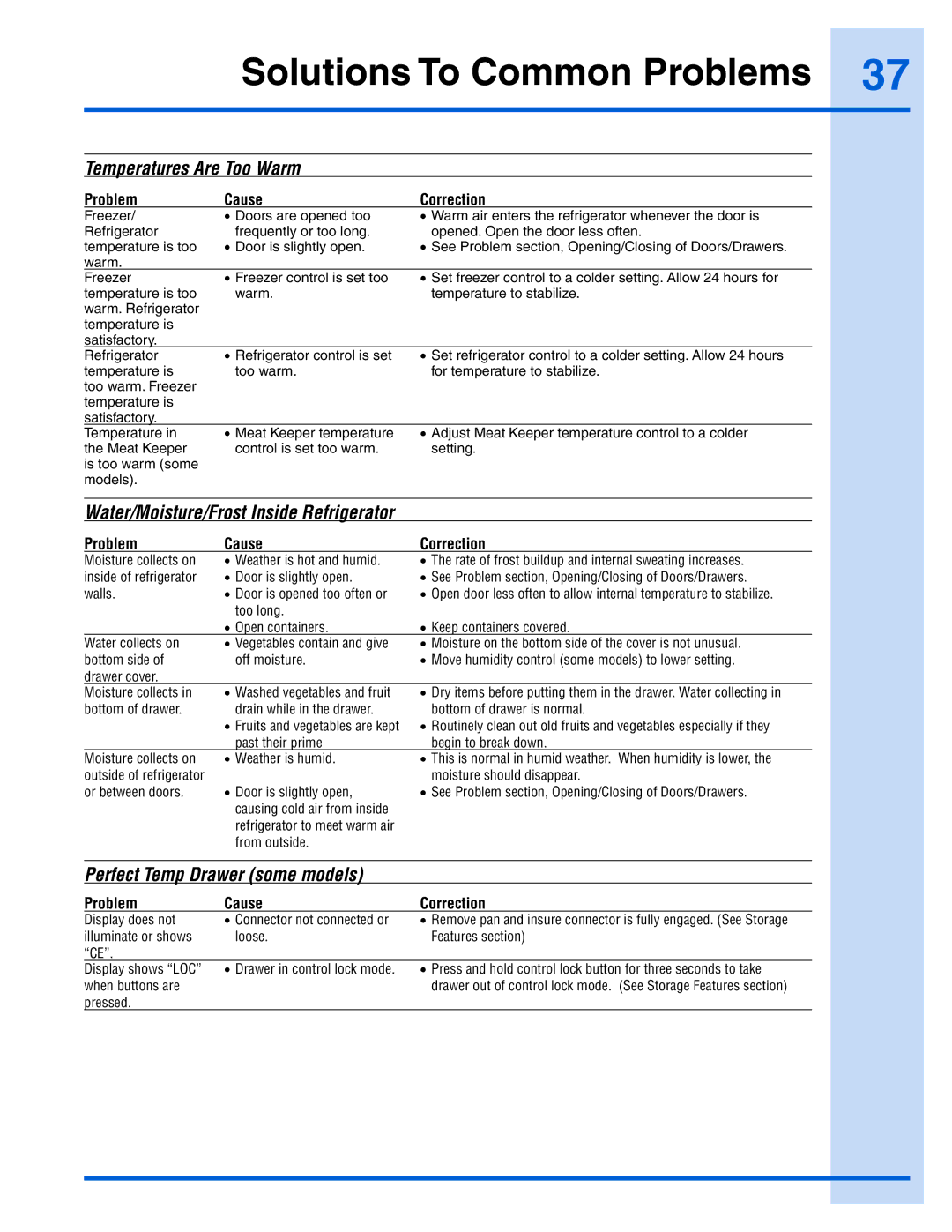 Electrolux EI26SS30JS manual Temperatures Are Too Warm 