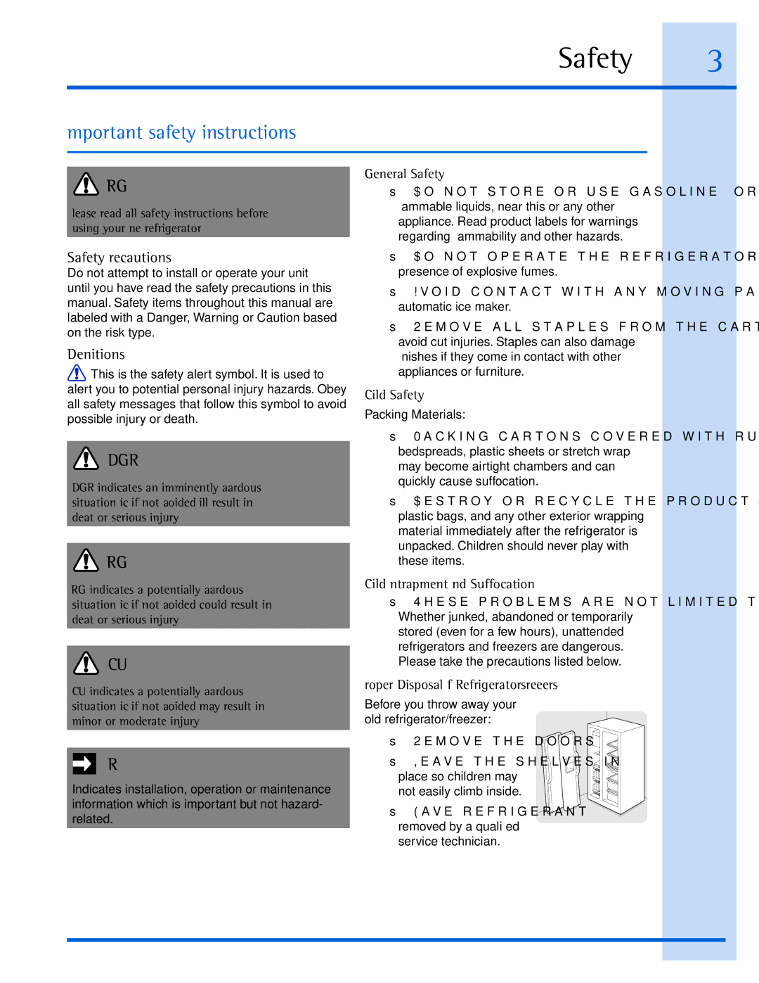 Electrolux EW23SS65HW, EI26SS55GW, EI26SS55GB, EW26SS70IB Important safety instructions, Safety Precautions, Definitions 