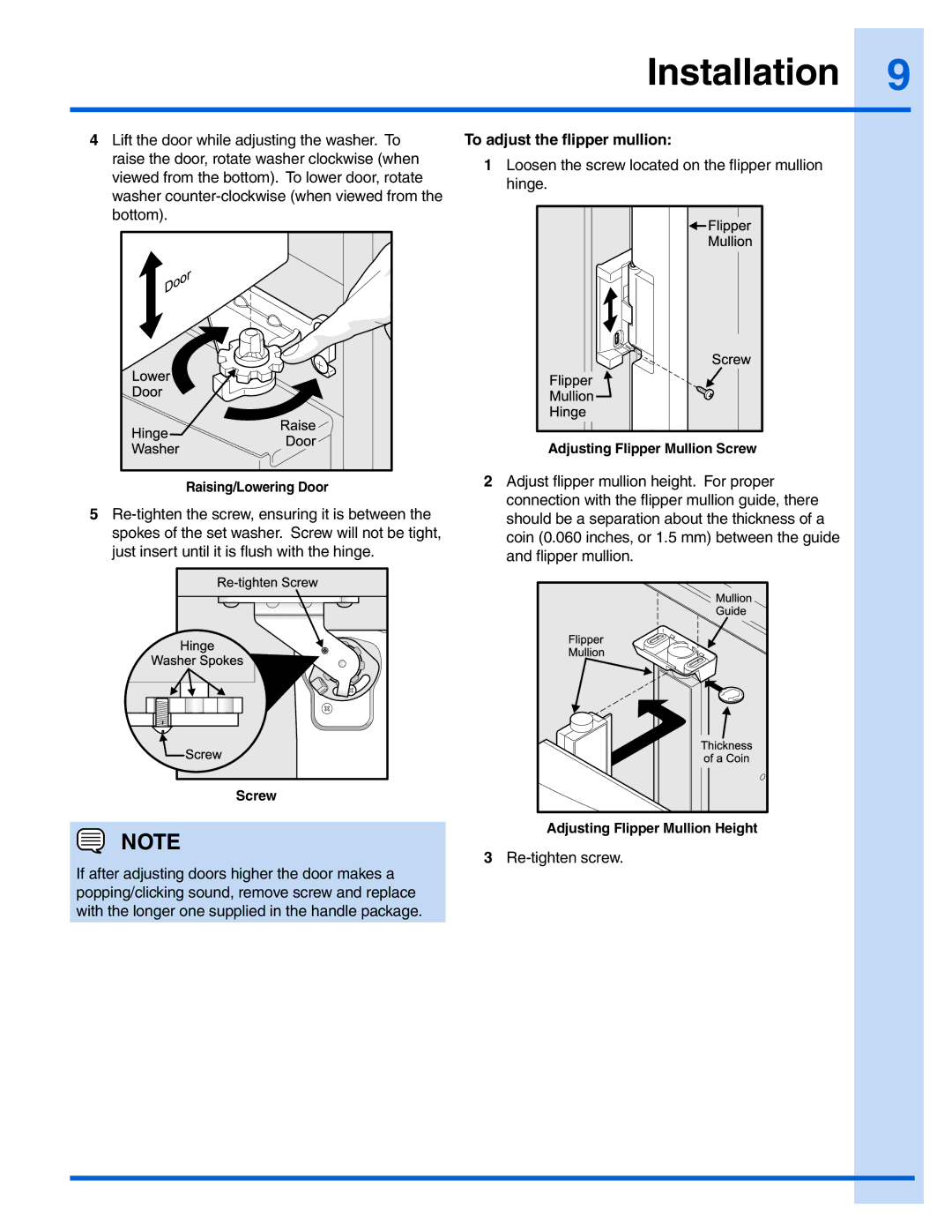 Electrolux EI28BS36IS, EI28BS36IB manual To adjust the flipper mullion 