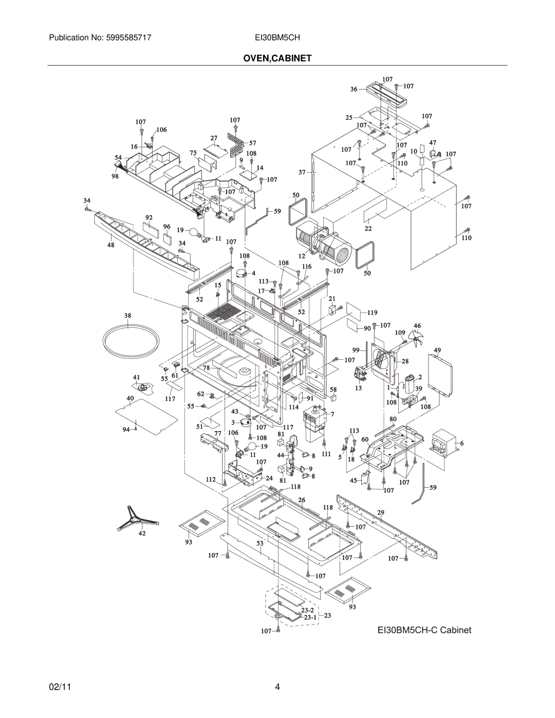 Electrolux EI30BM5CH installation instructions Oven,Cabinet 