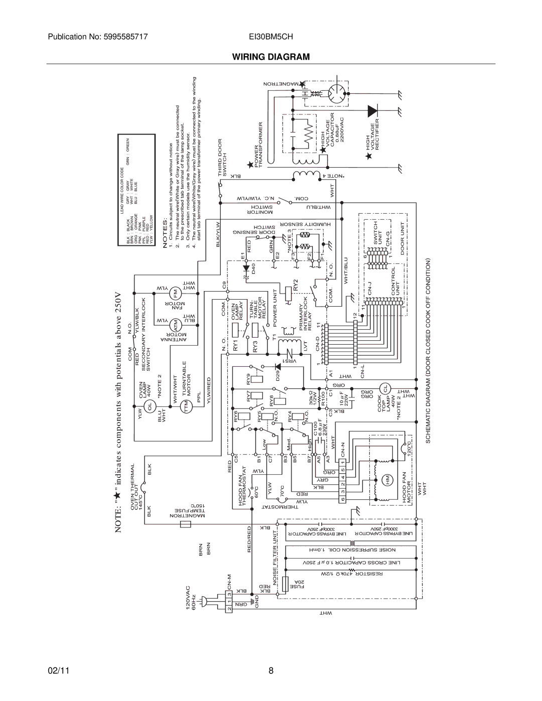 Electrolux EI30BM5CH installation instructions Wiring Diagram 