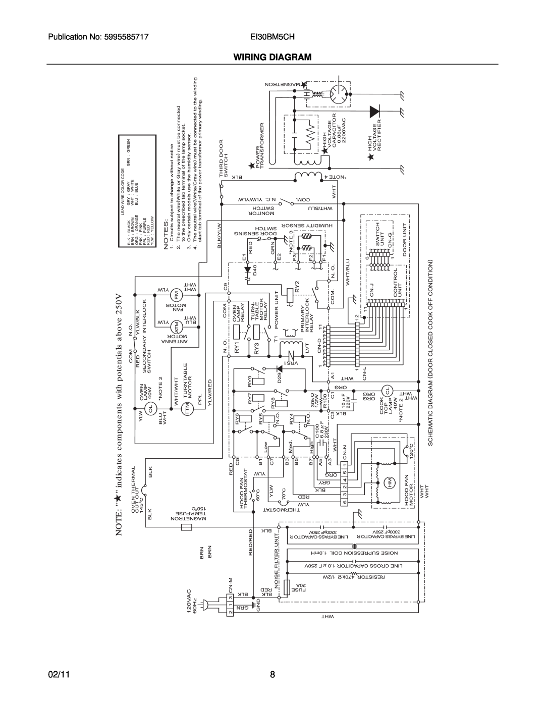 Electrolux EI30BM5CH installation instructions Wiring Diagram, 02/11 