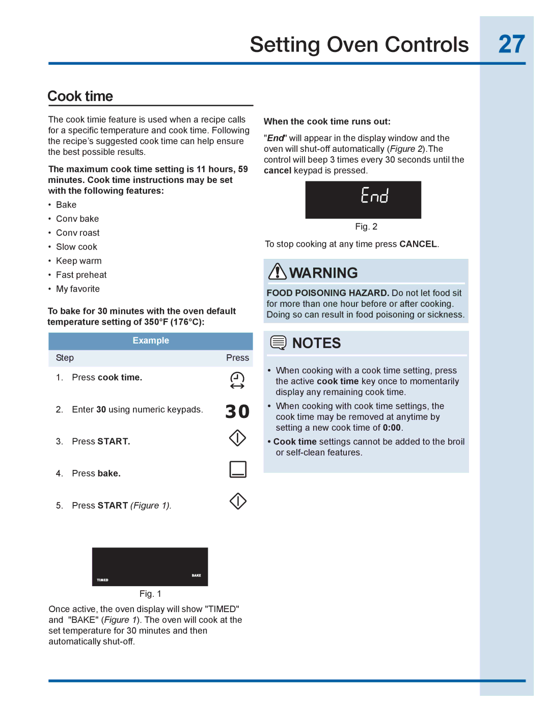 Electrolux EI30EF35JS, EI30EC45KB manual Cook time, Press cook time, When the cook time runs out 