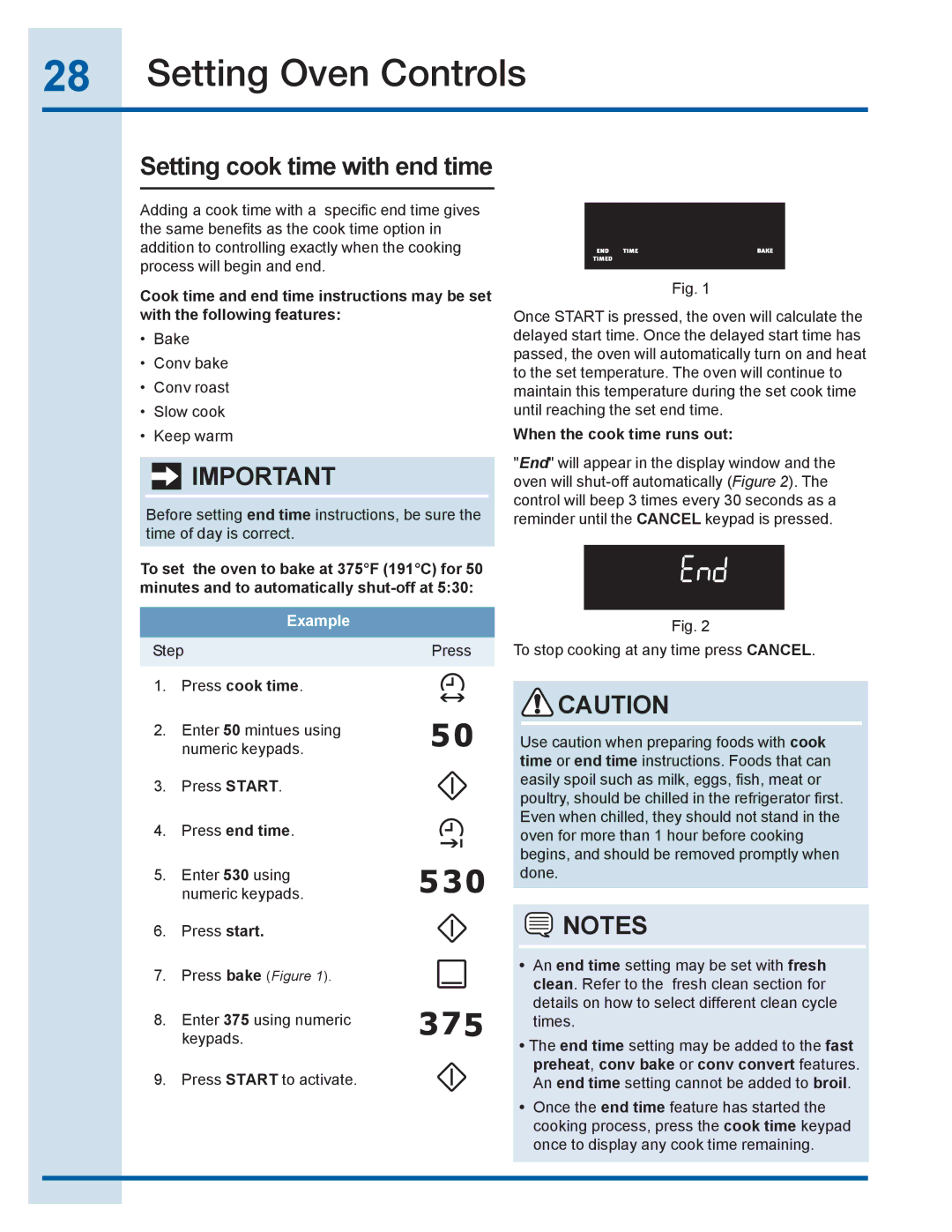 Electrolux EI30EC45KB, EI30EF35JS manual Setting cook time with end time 