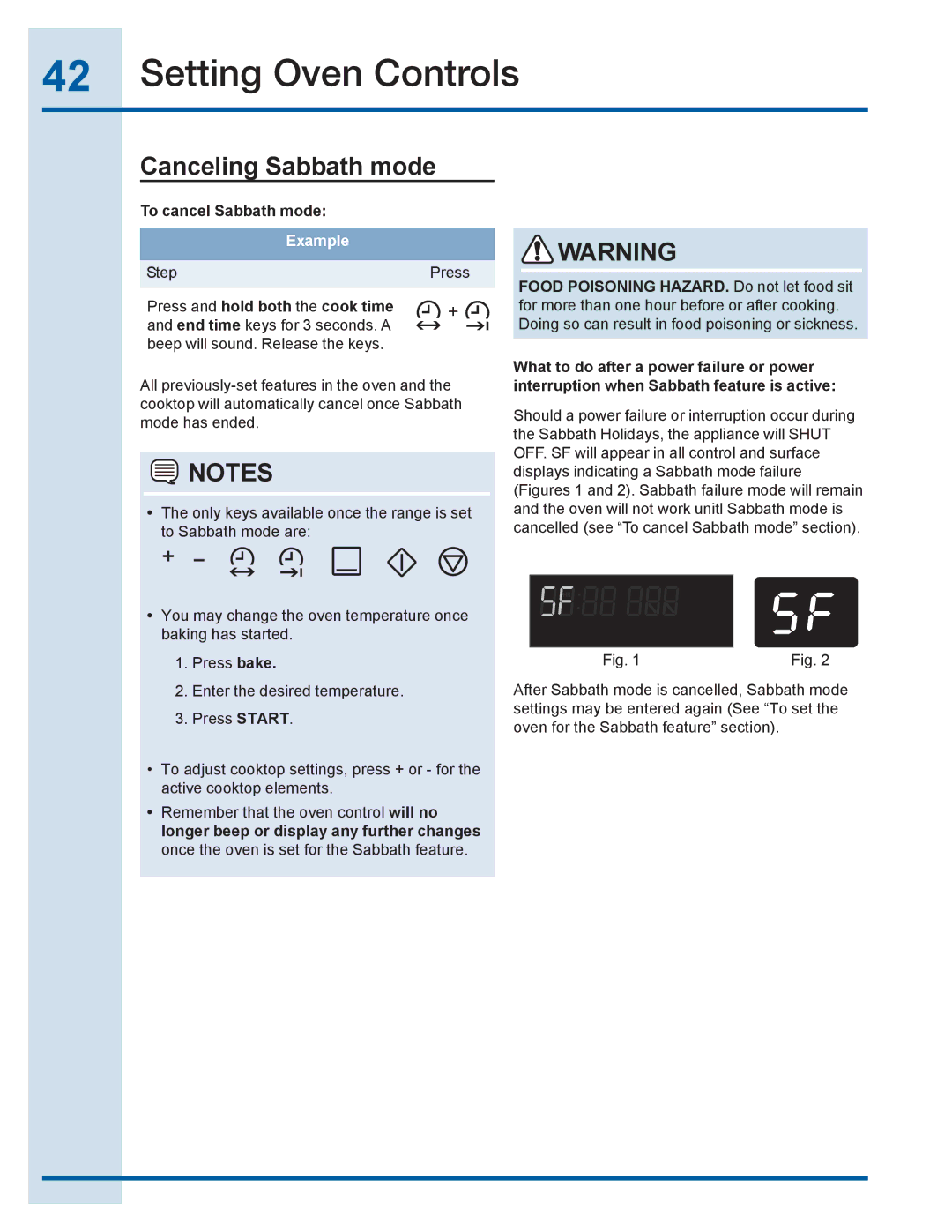 Electrolux EI30EC45KB, EI30EF35JS manual Canceling Sabbath mode, To cancel Sabbath mode, Press and hold both the cook time 