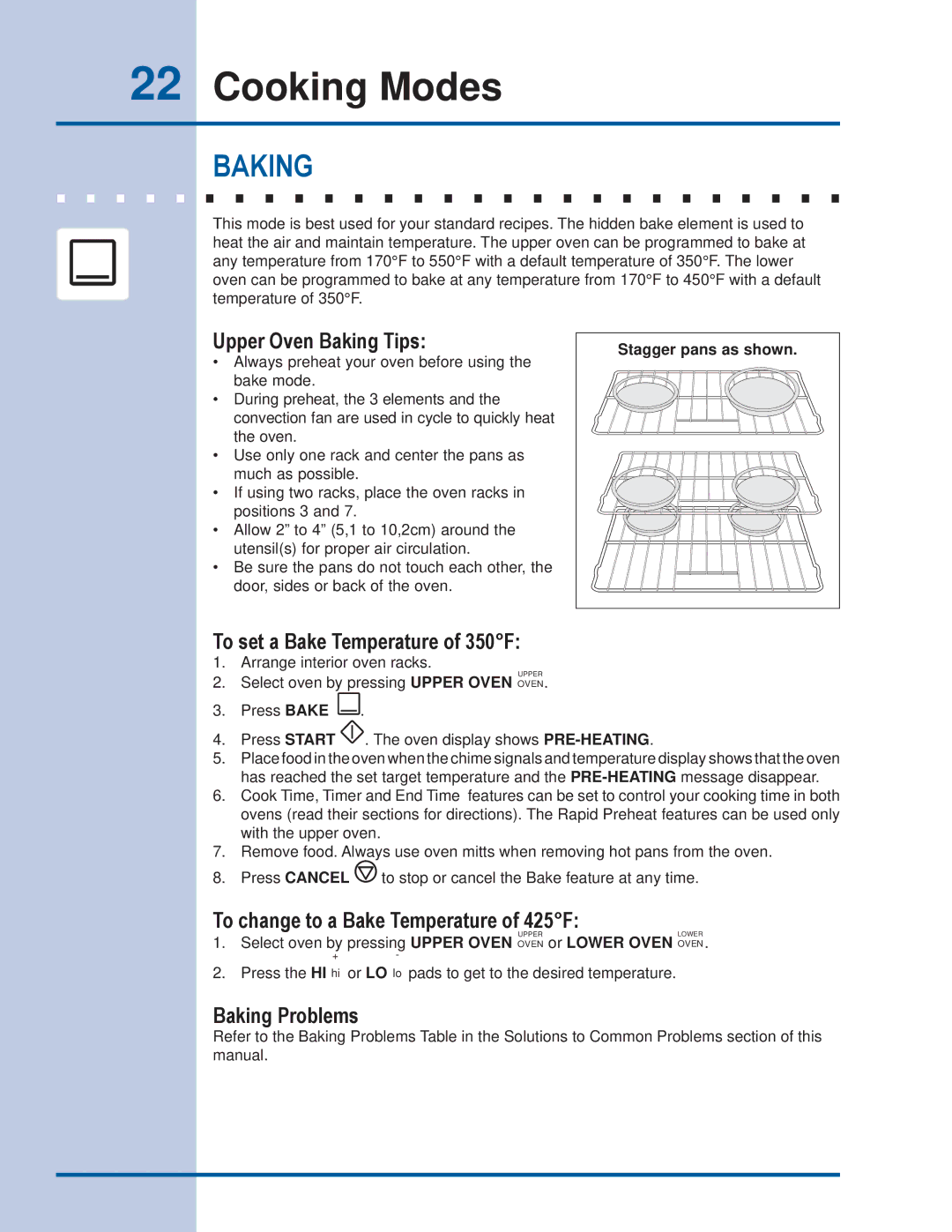 Electrolux EI30ES55JS manual Cooking Modes, Baking 