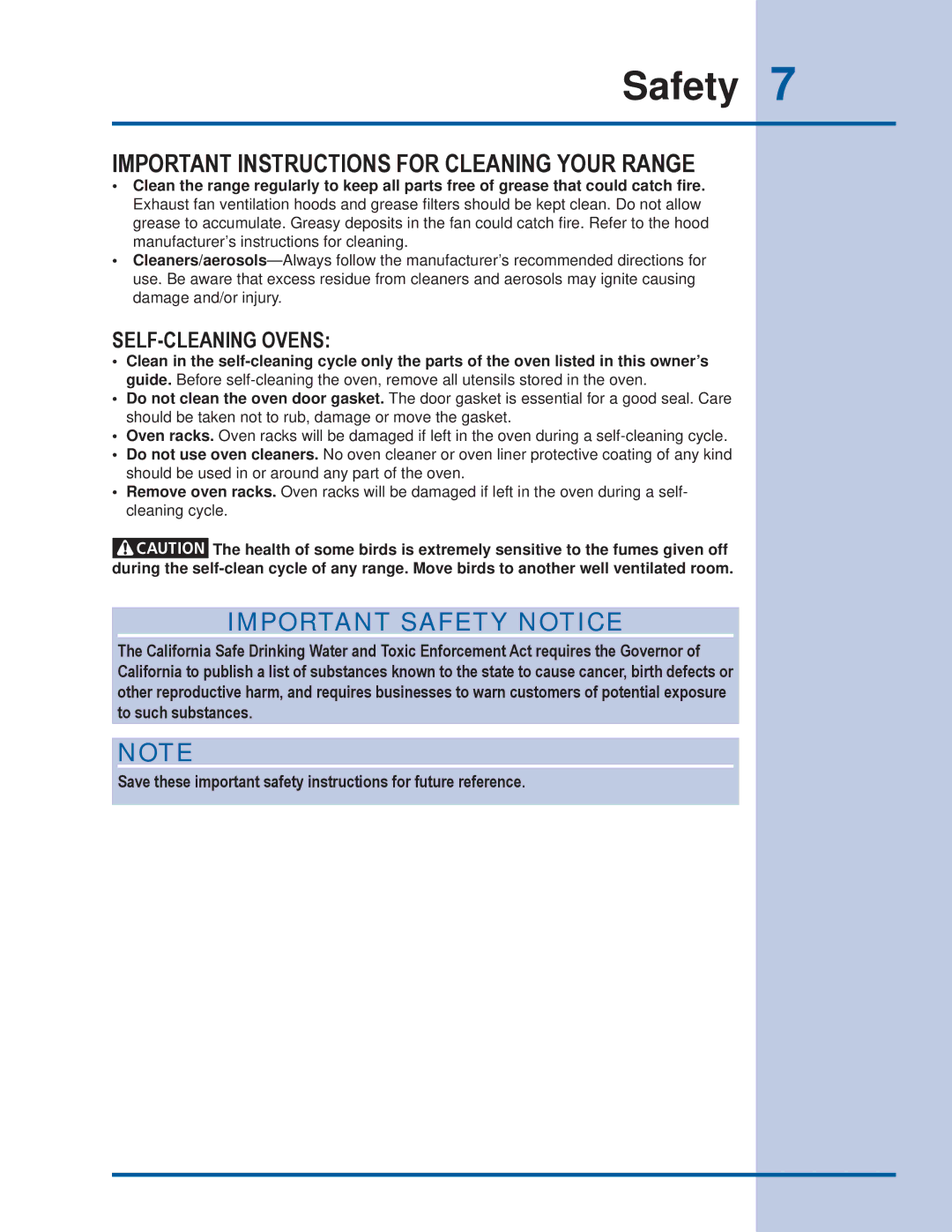 Electrolux EI30ES55JS manual Important Instructions for Cleaning Your Range, Important Safety Notice 