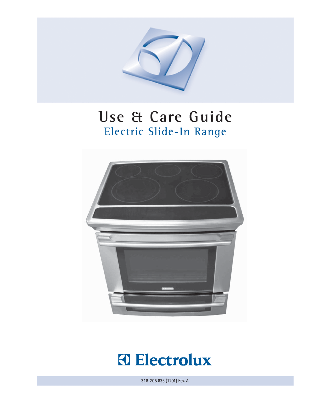 Electrolux EI30ES55JS manual Use & Care Guide, Electric Slide-In Range 
