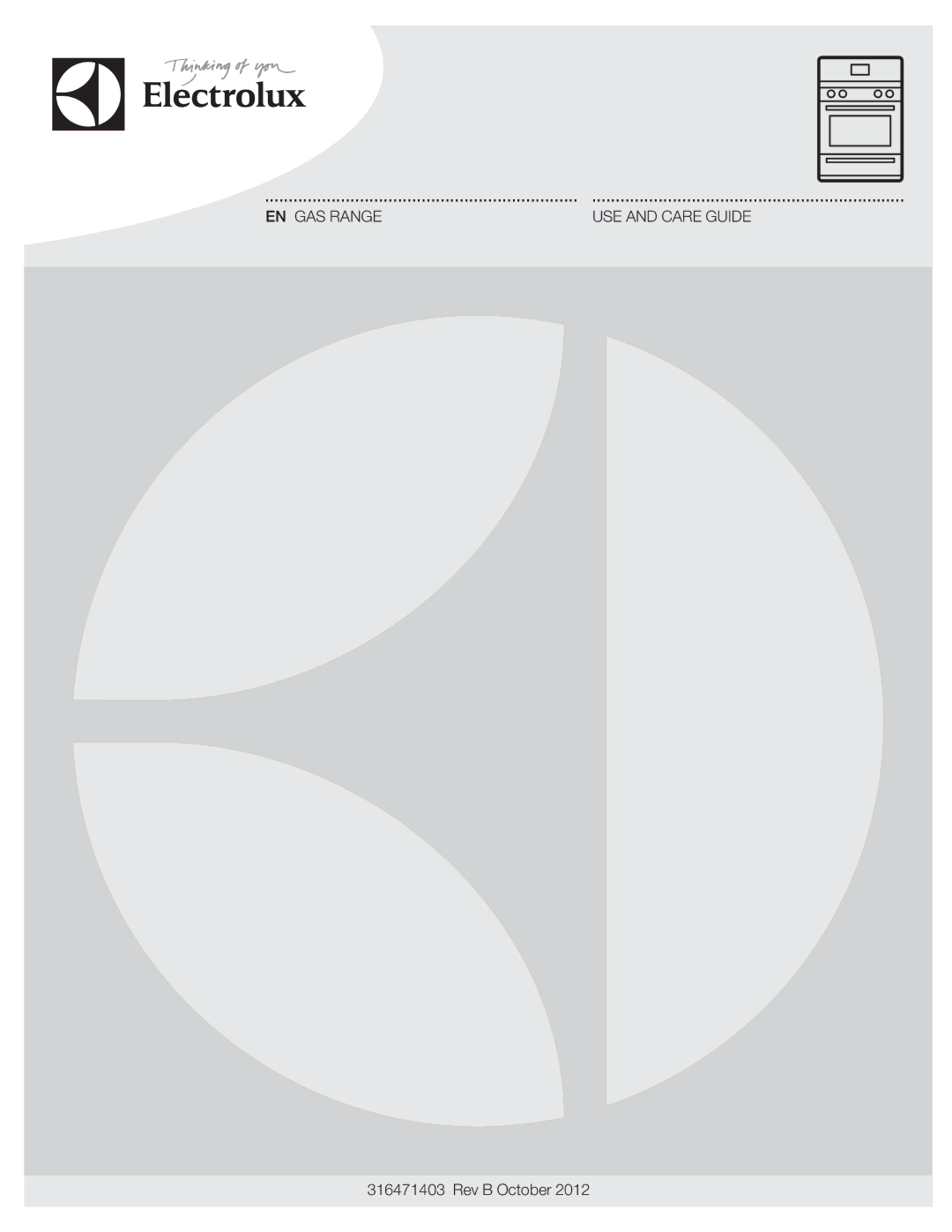 Electrolux EI30GF35JS manual EN GAS Range USE and Care Guide 