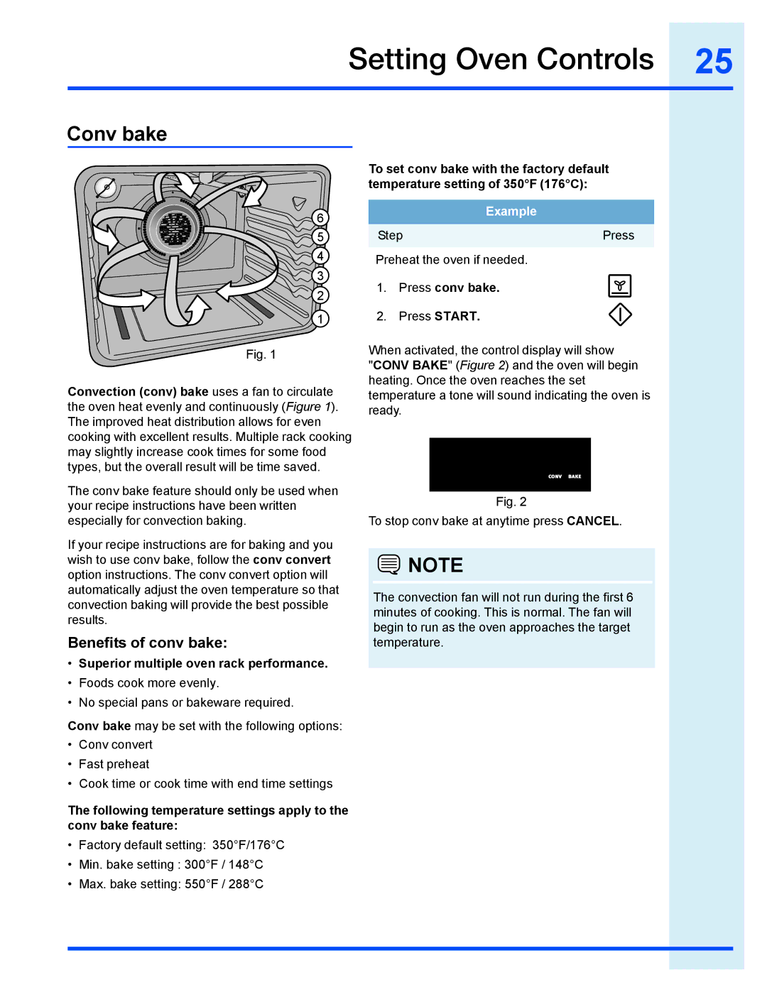 Electrolux EI30GF35JS manual Conv bake, Benefits of conv bake, Superior multiple oven rack performance, Press conv bake 