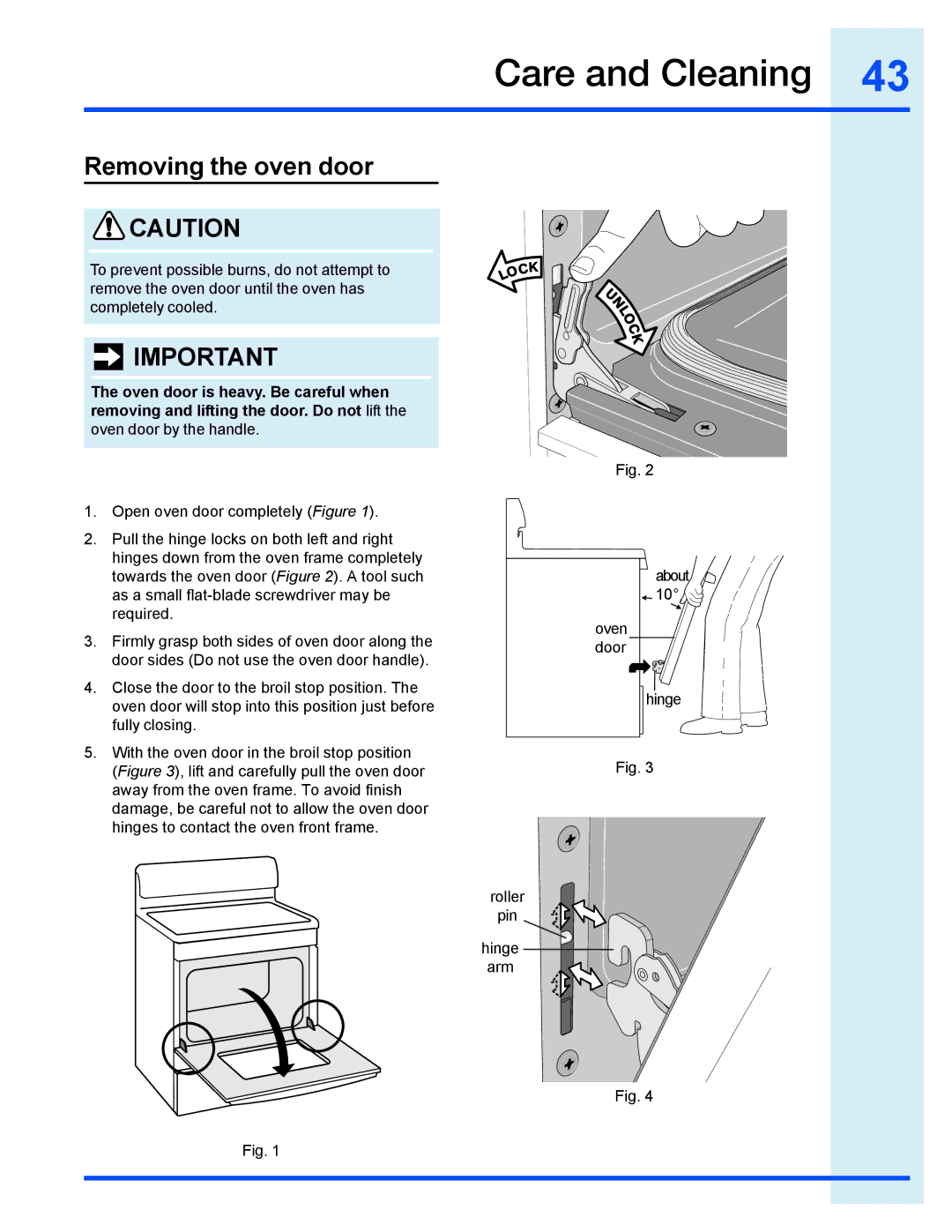 Electrolux EI30GF35JS manual Removing the oven door 