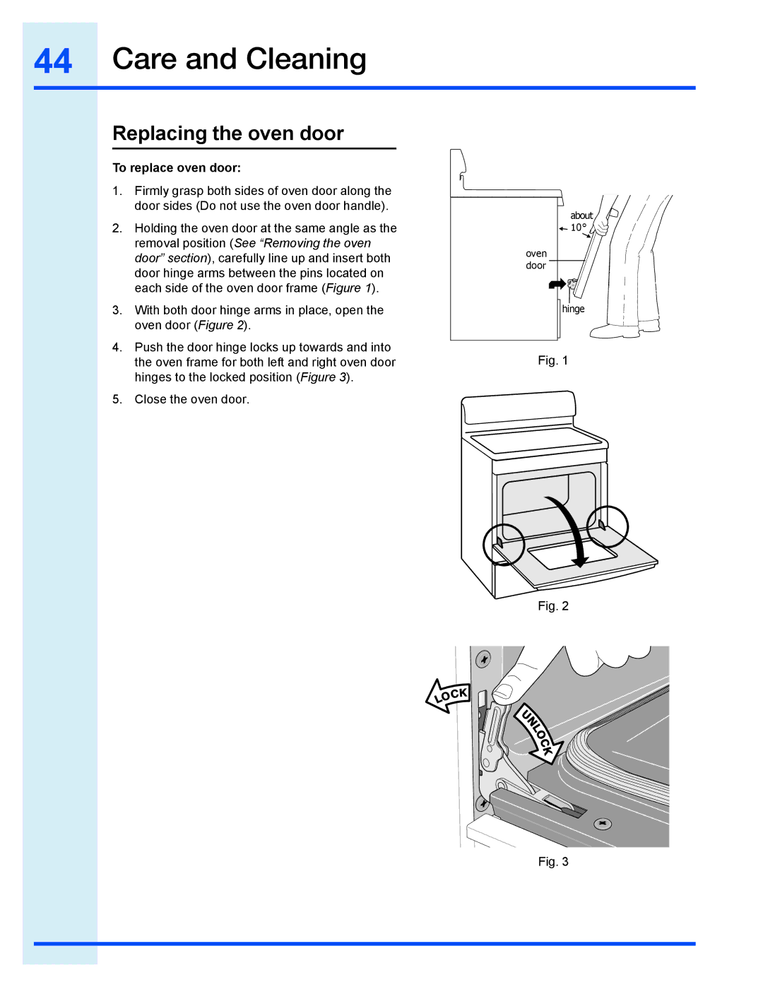 Electrolux EI30GF35JS manual Replacing the oven door, To replace oven door 