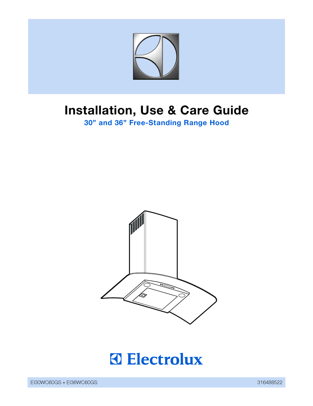 Electrolux EI36WC60GS, EI30WC60GS manual Installation, Use & Care Guide 