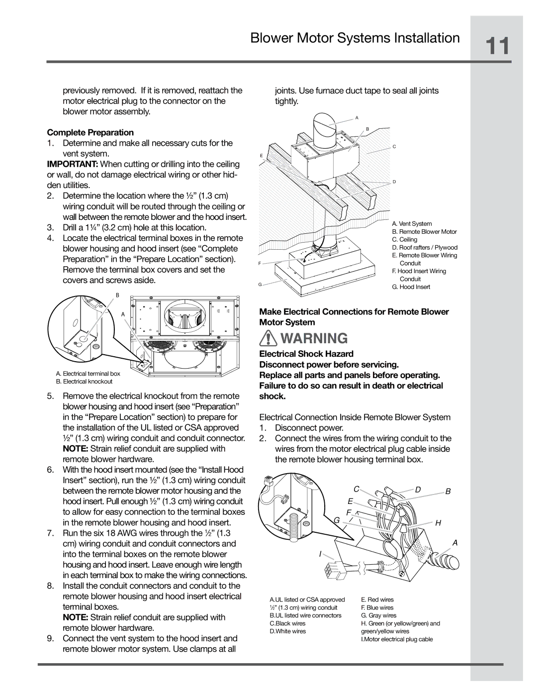 Electrolux EI30HI55KS, EI36HI55KS manual Complete Preparation, Joints. Use furnace duct tape to seal all joints tightly 