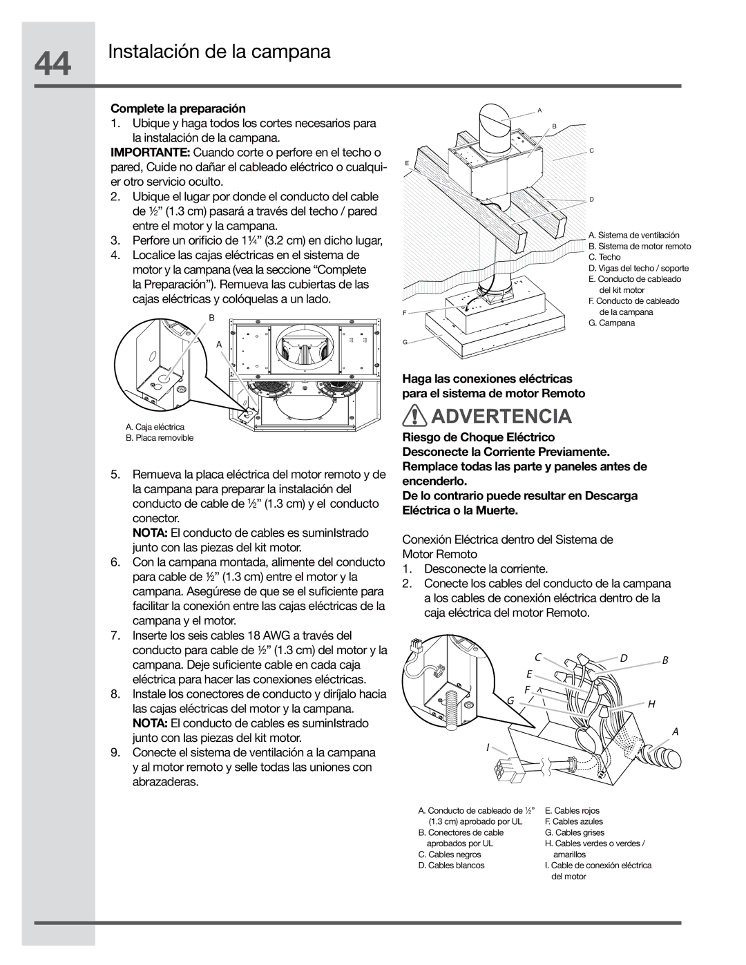 Electrolux EI30HI55KS, EI36HI55KS, EI48HI55KS manual Instalación de la campana, Complete la preparación 