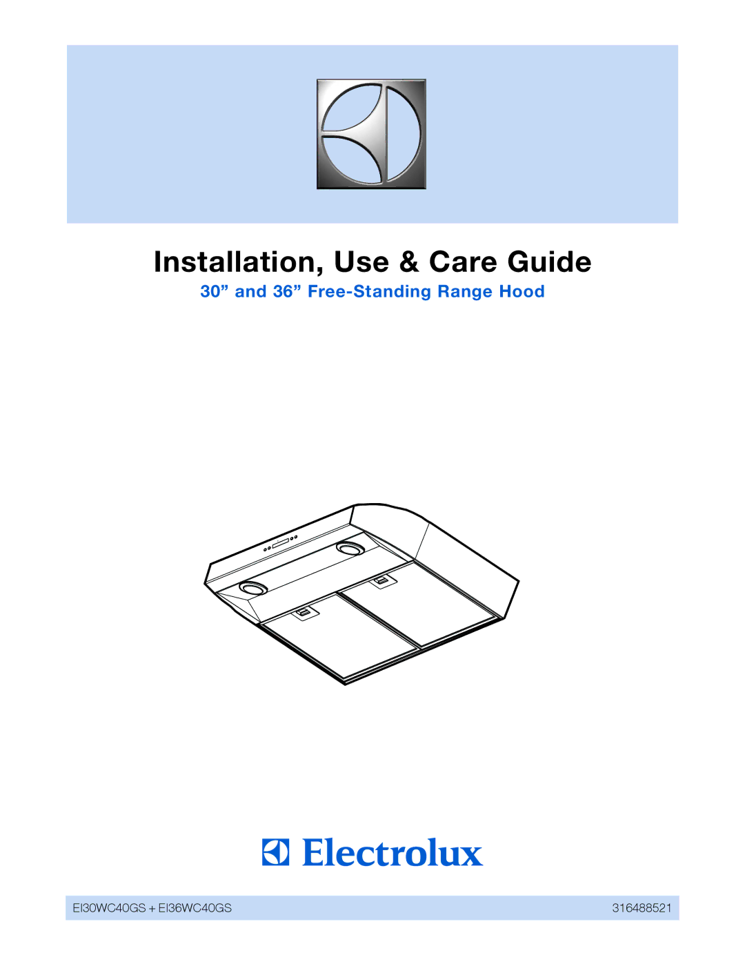 Electrolux EI30WC40GS, EI36WC40GS, 316488521 manual Installation, Use & Care Guide 