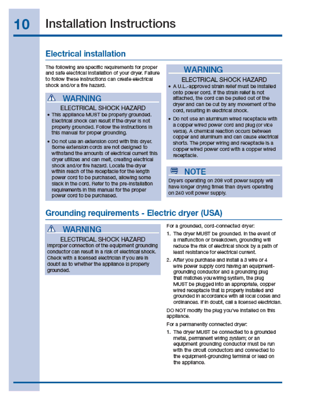 Electrolux EIGD55H manual 