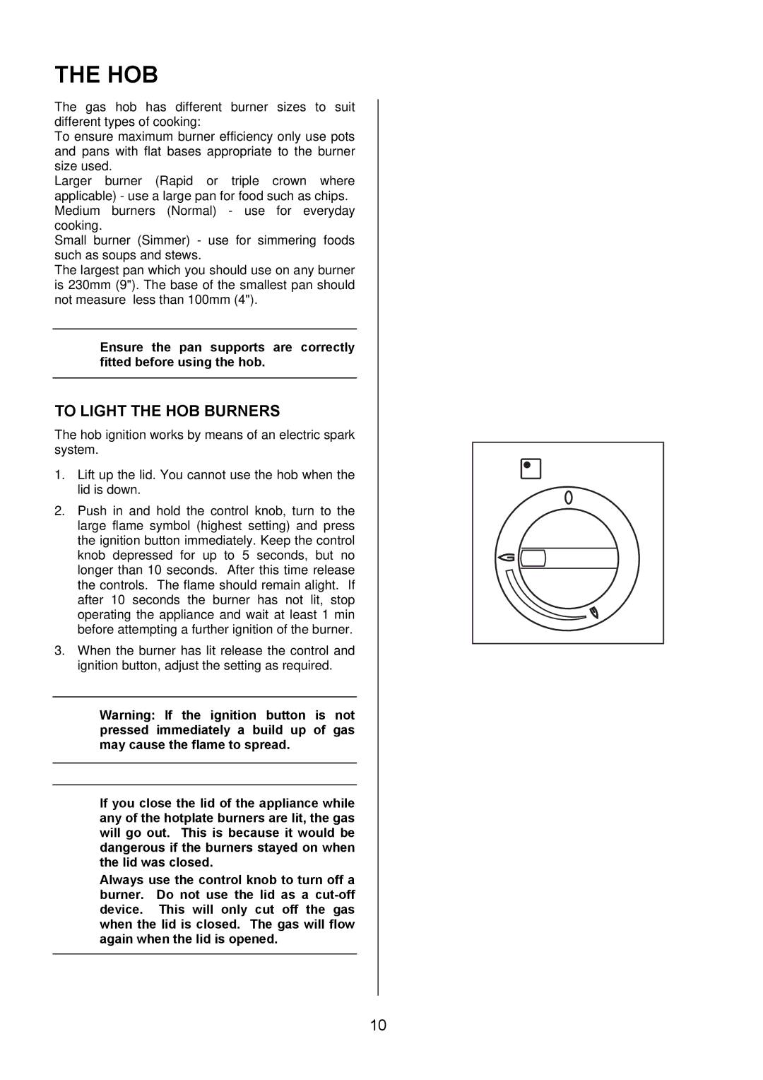 Electrolux EIKG5546, EIKG5547 user manual Hob, To Light the HOB Burners 