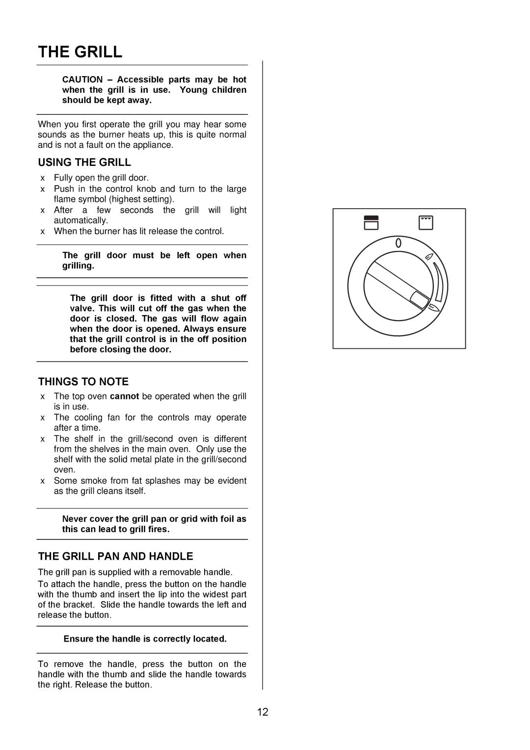 Electrolux EIKG5546, EIKG5547 user manual Using the Grill, Grill PAN and Handle, Ensure the handle is correctly located 