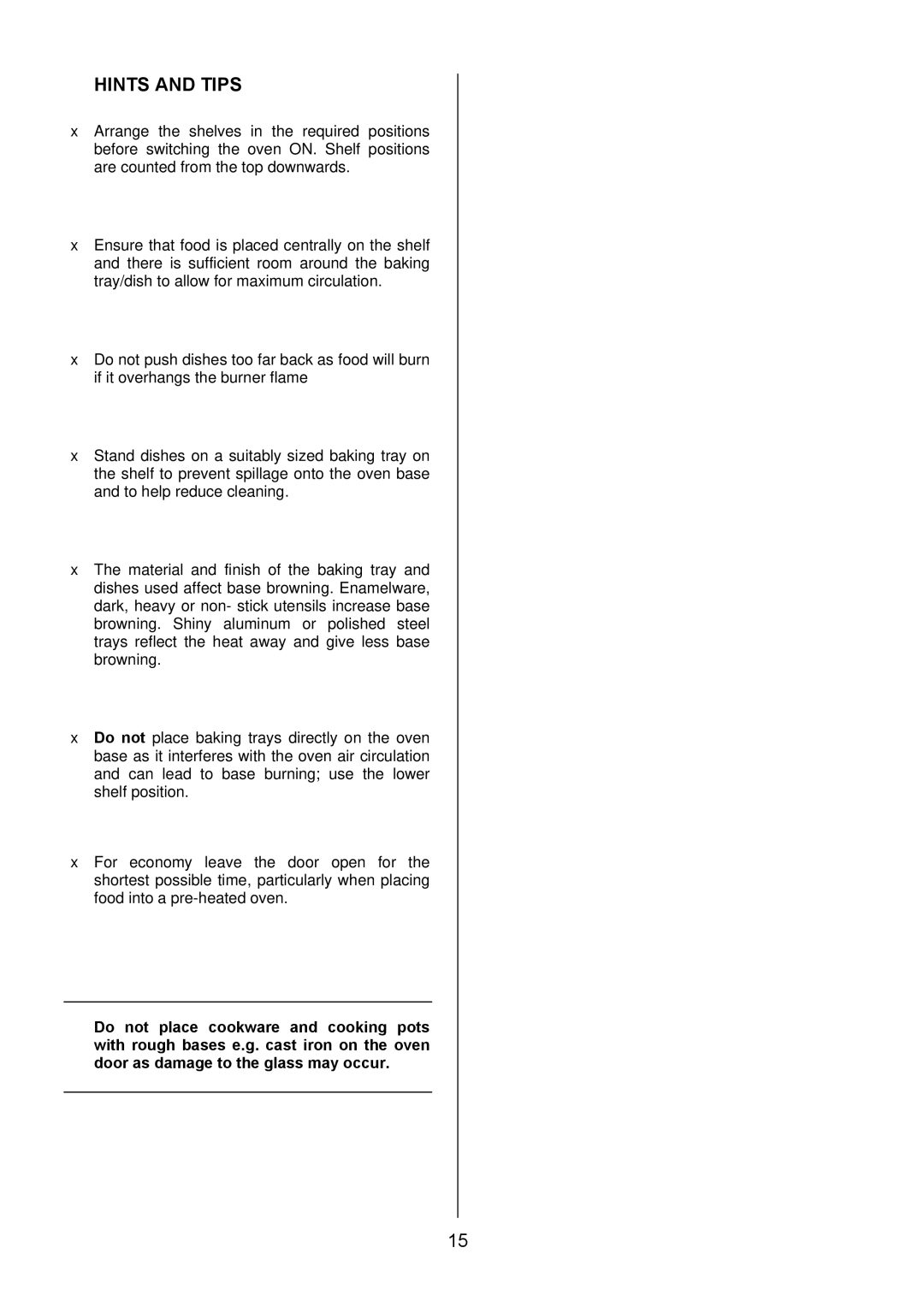 Electrolux EIKG5547, EIKG5546 user manual Hints and Tips 