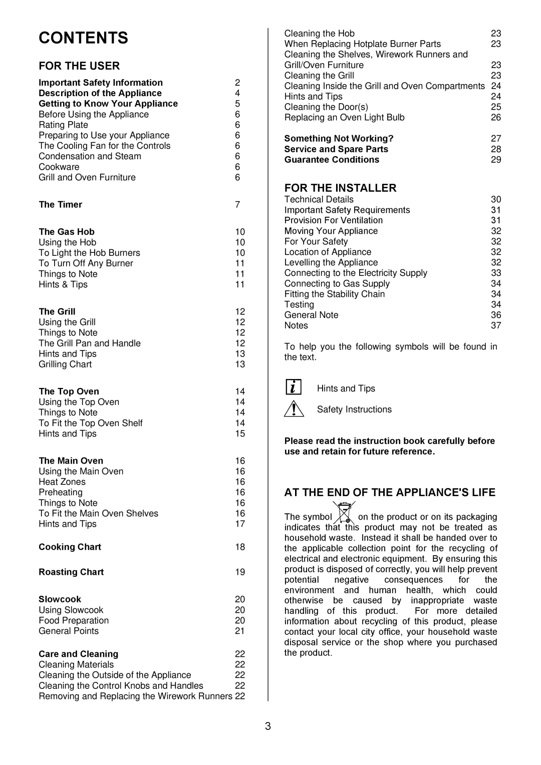 Electrolux EIKG5547, EIKG5546 user manual Contents 