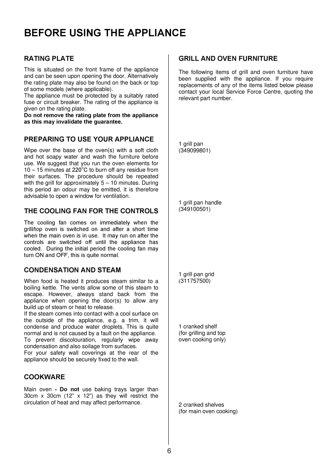 Electrolux EIKG5546, EIKG5547 user manual Before Using the Appliance 