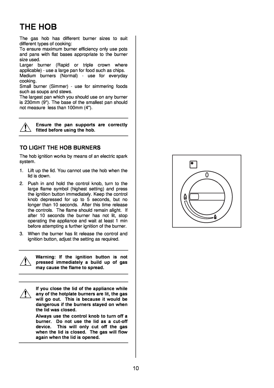 Electrolux EIKG6047, EIKG6046 user manual To Light The Hob Burners 
