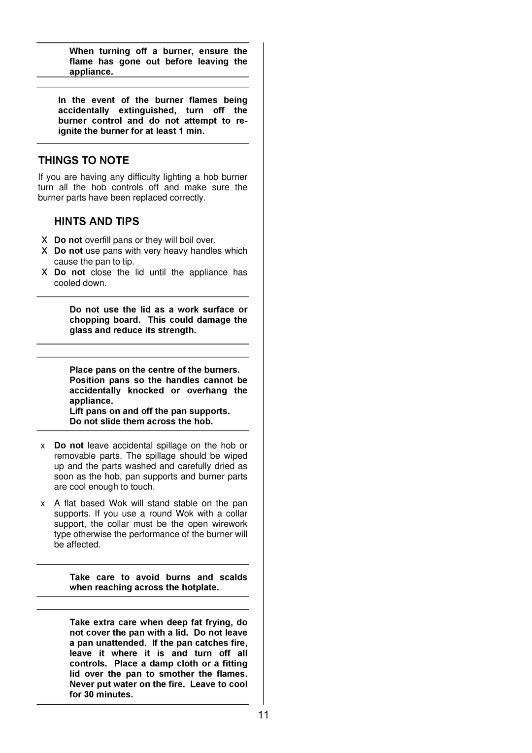 Electrolux EIKG6049 manual Hints and Tips 