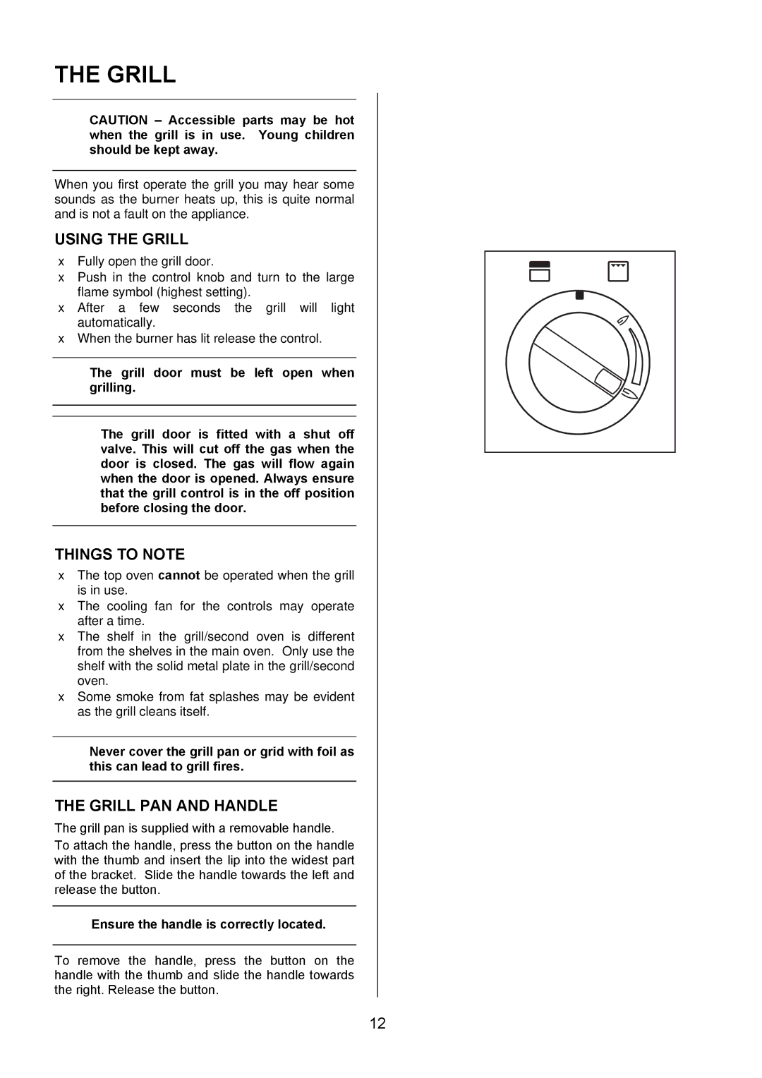 Electrolux EIKG6049 manual Using the Grill, Grill PAN and Handle, Ensure the handle is correctly located 