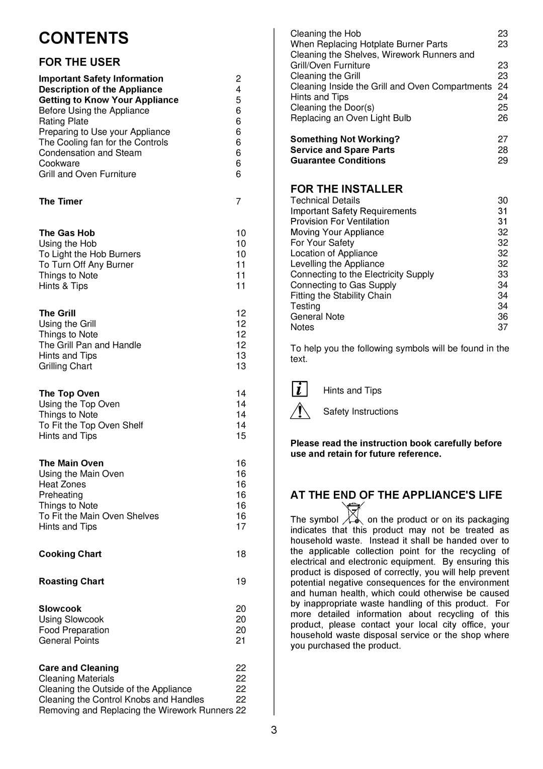 Electrolux EIKG6049 manual Contents 