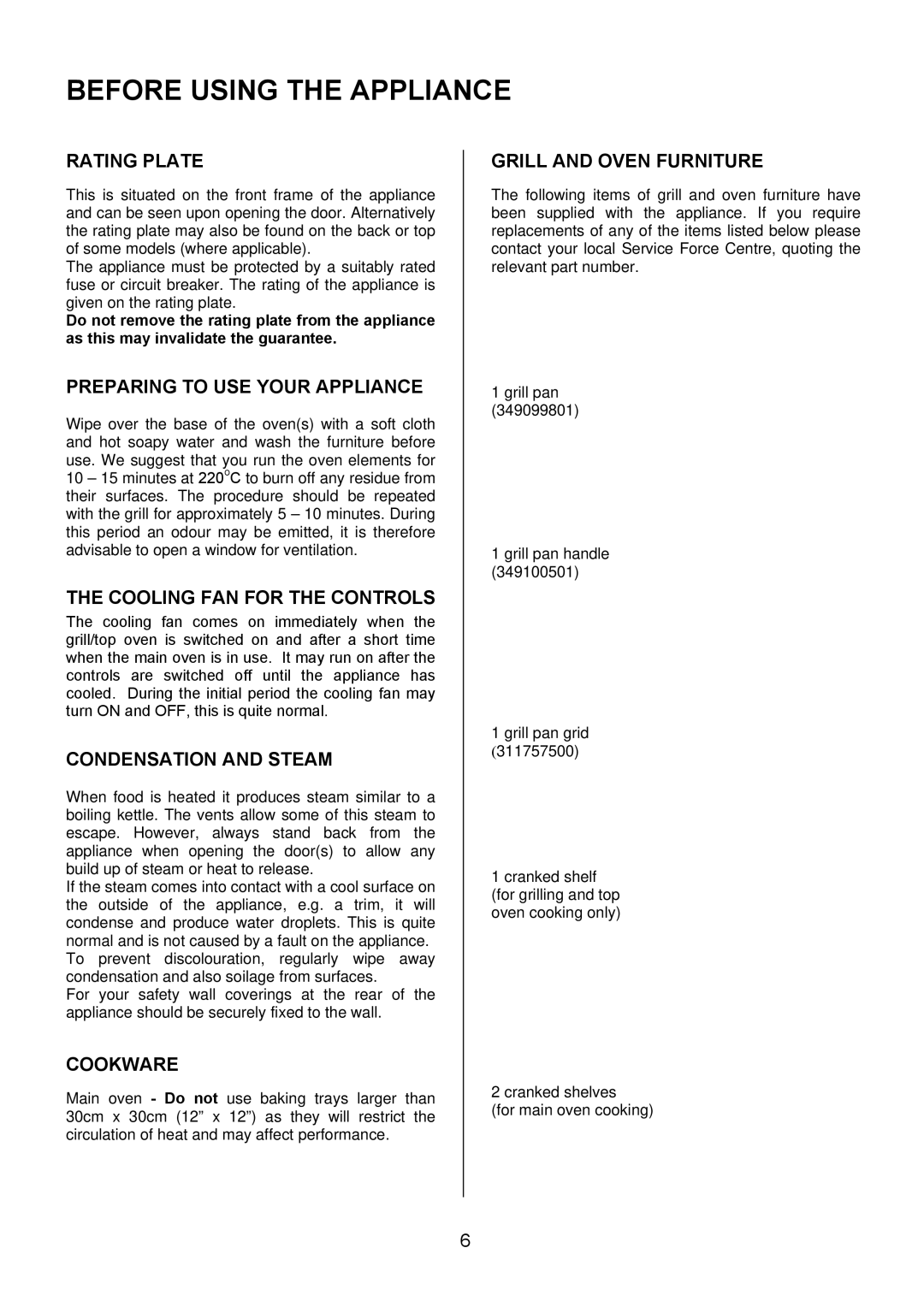 Electrolux EIKG6049 manual Before Using the Appliance 