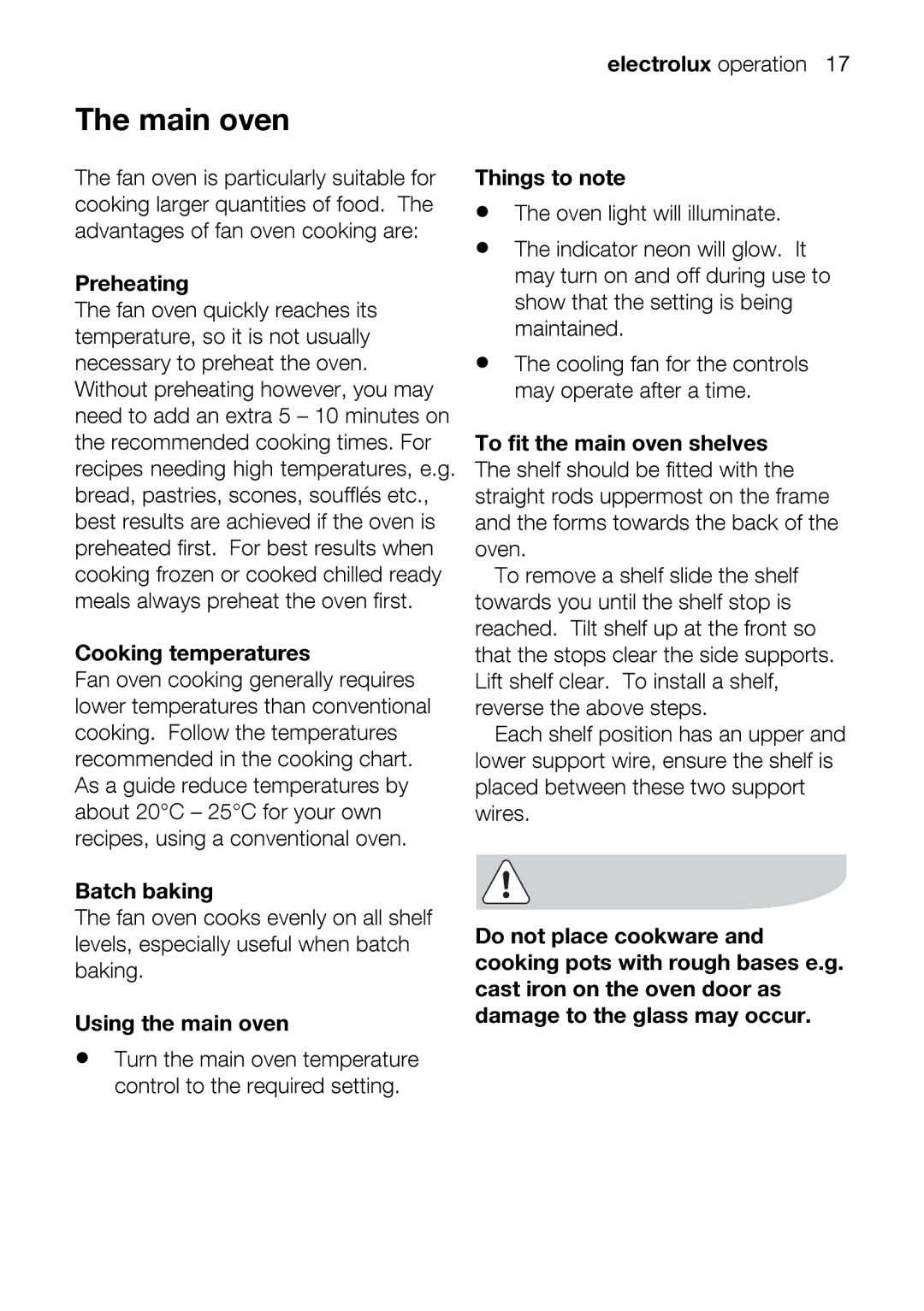 Electrolux EIKM6047 user manual Theovenlightwillilluminate, Main oven 