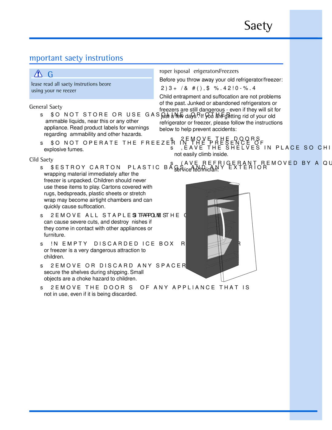 Electrolux EILFU21GS manual Safety, Important safety instructions 