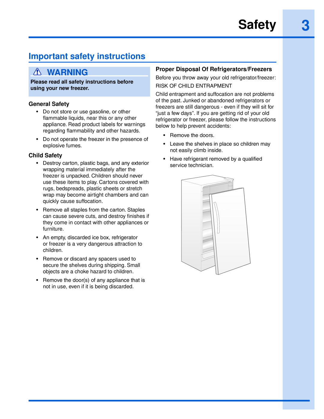 Electrolux EILFU21GS manual Important safety instructions, Please read all safety instructions before, General Safety 